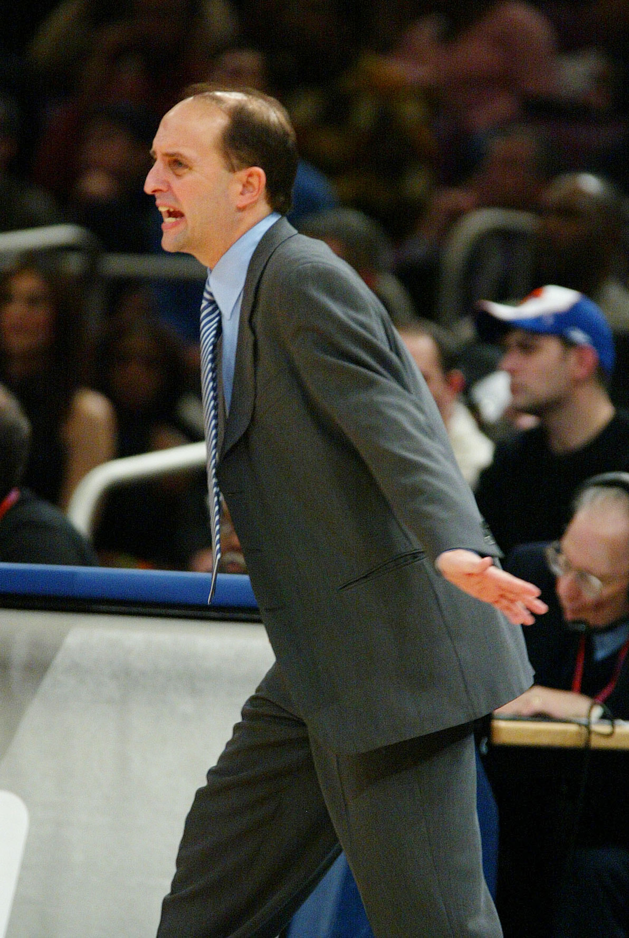 NEW YORK - JANUARY 8: Jeff Van Gundy, head coach of the Houston Rockets returns for the first time against his former team The New York Knicks during their game at Madison Square Garden on January 8, 2004 in New York City, New York. NOTE TO USER: User NEW YORK - JANUARY 8: Jeff Van Gundy, head coach of the Houston Rockets returns for the first time against his former team The New York Knicks during their game at Madison Square Garden on January 8, 2004 in New York City, New York. NOTE TO USER: User