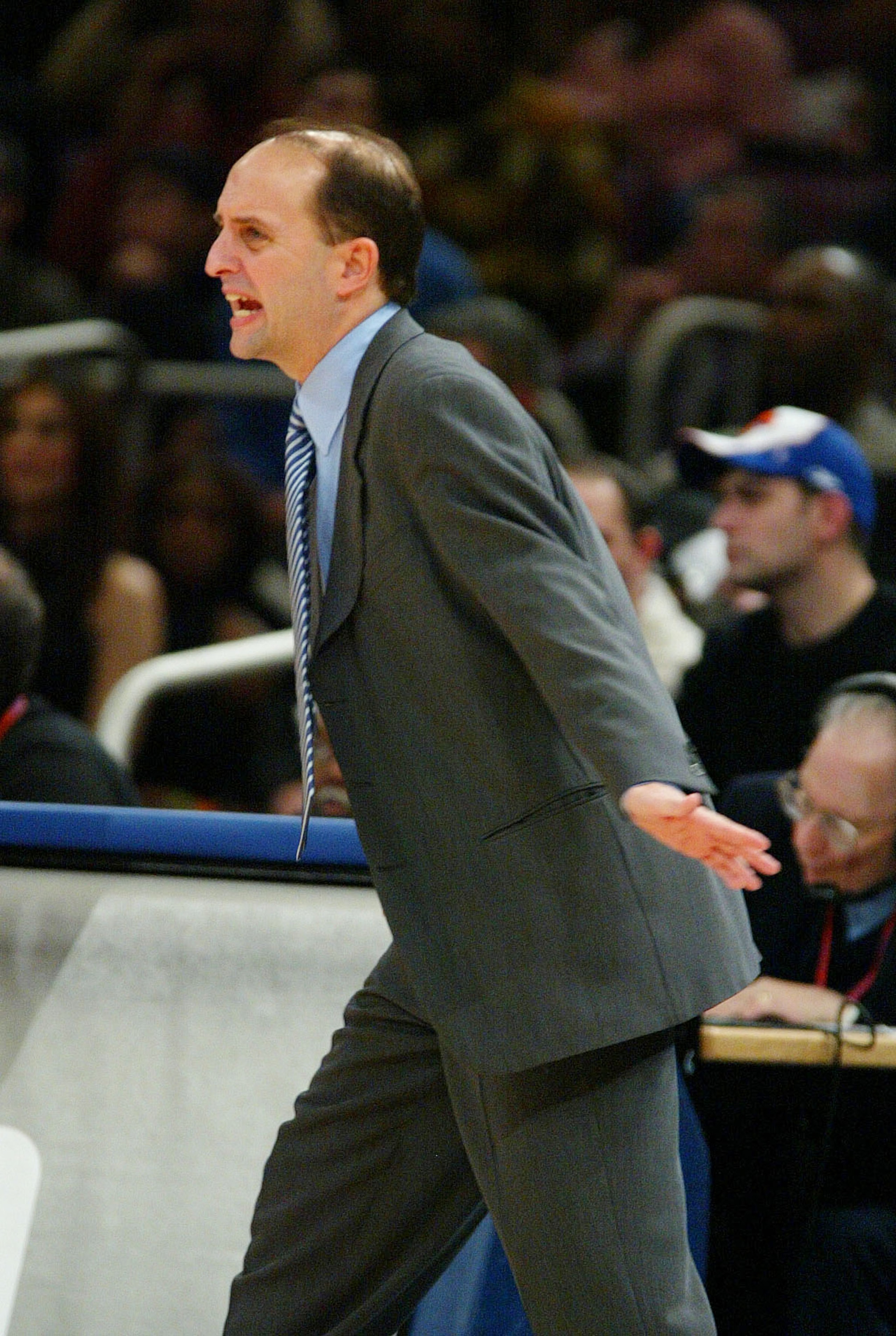 NEW YORK - JANUARY 8:  Jeff Van Gundy, head coach of the Houston Rockets returns for the first time against his former team The New York Knicks during their game at Madison Square Garden  on January 8, 2004 in New York City, New York.  NOTE TO USER:  User