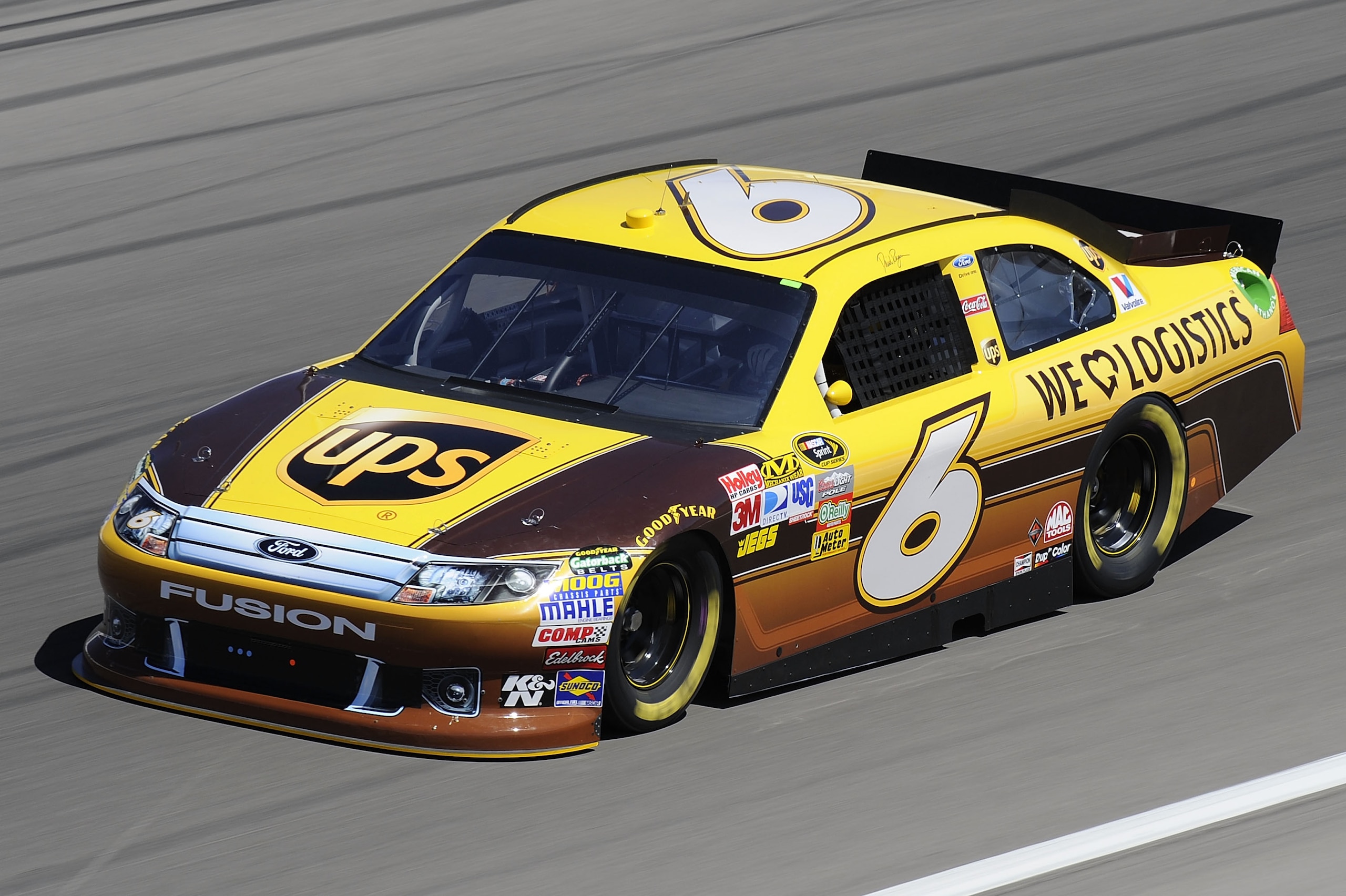 LAS VEGAS, NV - MARCH 04:  David Ragan drives the #6 UPS Ford during practice for the NASCAR Sprint Cup Series Kobalt Tools 400 at Las Vegas Motor Speedway on March 4, 2011 in Las Vegas, Nevada.  (Photo by John Harrelson/Getty Images for NASCAR)