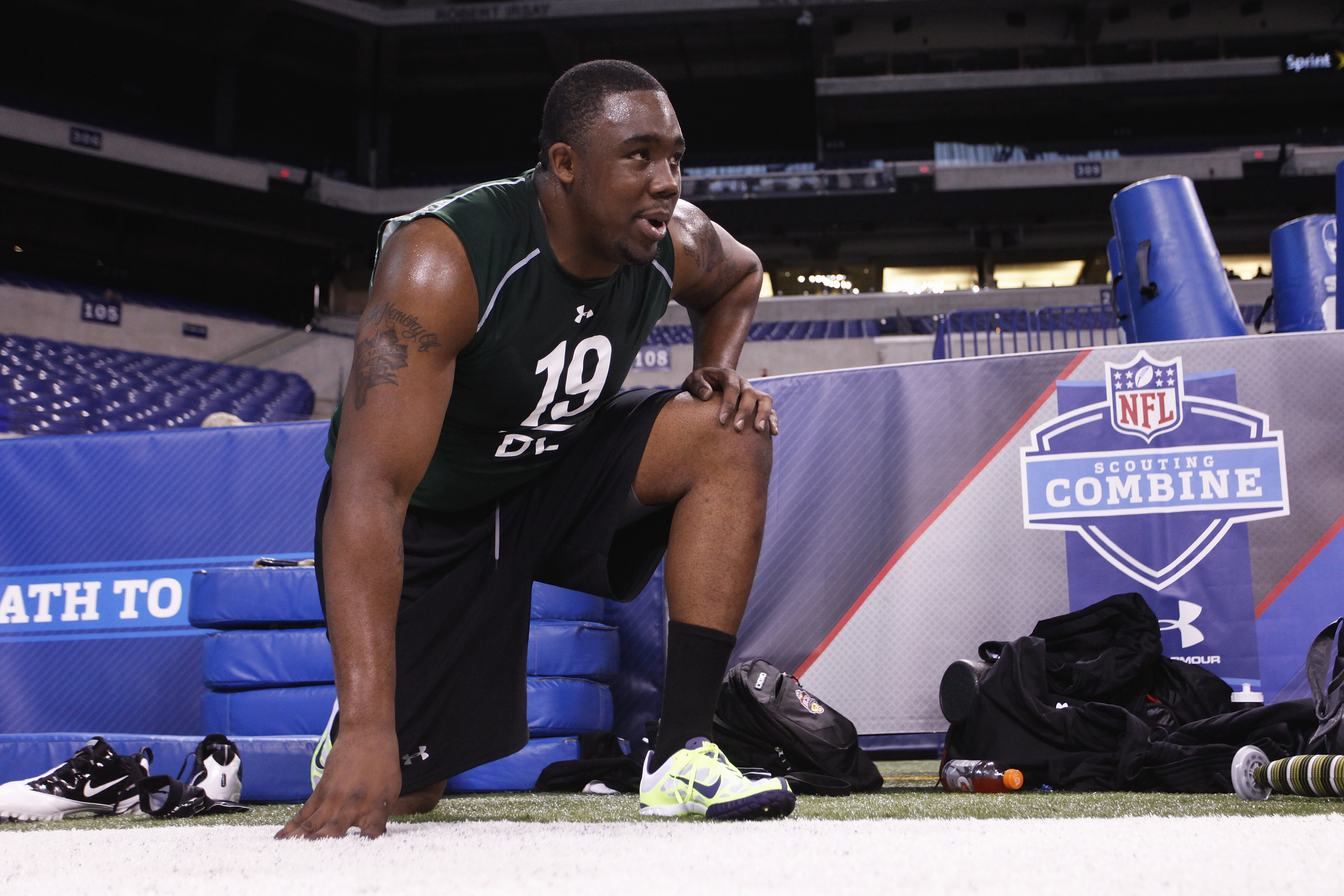 INDIANAPOLIS, IN - FEBRUARY 28:  Defensive lineman Nick Fairley of Auburn looks on during the 2011 NFL Scouting Combine at Lucas Oil Stadium on February 28, 2011 in Indianapolis, Indiana. (Photo by Joe Robbins/Getty Images)