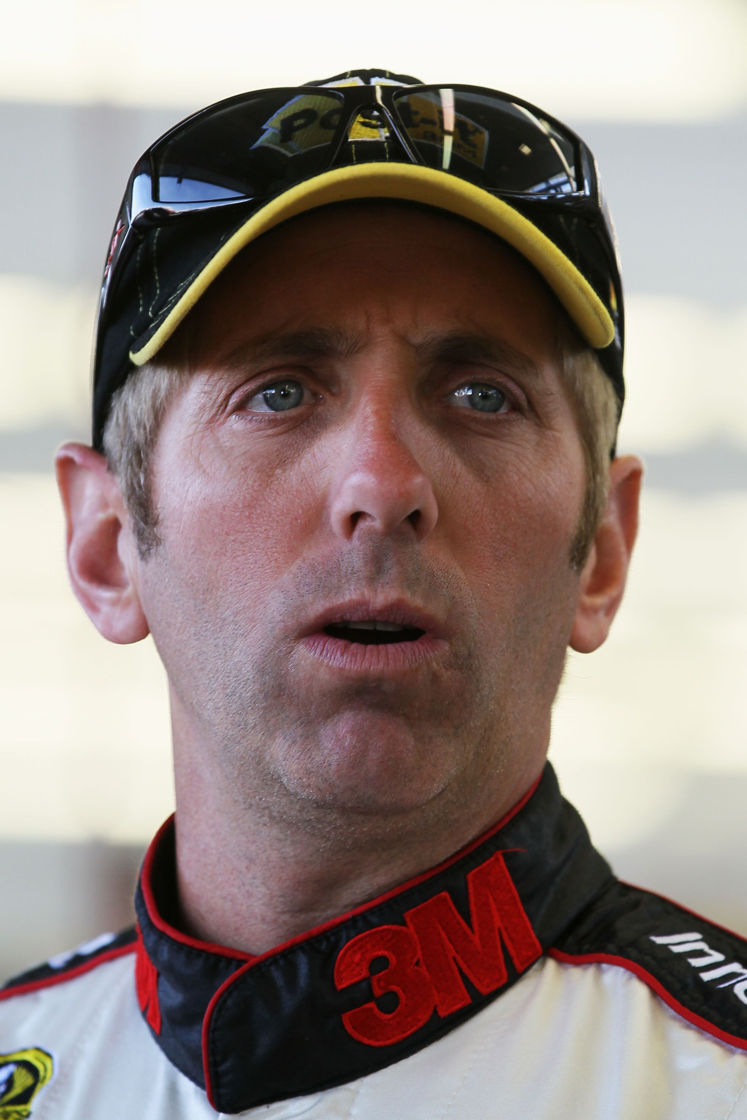 LAS VEGAS, NV - MARCH 05:  Greg Biffle, driver of the #16 3M Post-it Ford, stands in the garage during practice for the NASCAR Sprint Cup Series Kobalt Tools 400 at Las Vegas Motor Speedway on March 5, 2011 in Las Vegas, Nevada.  (Photo by Jeff Gross/Gett