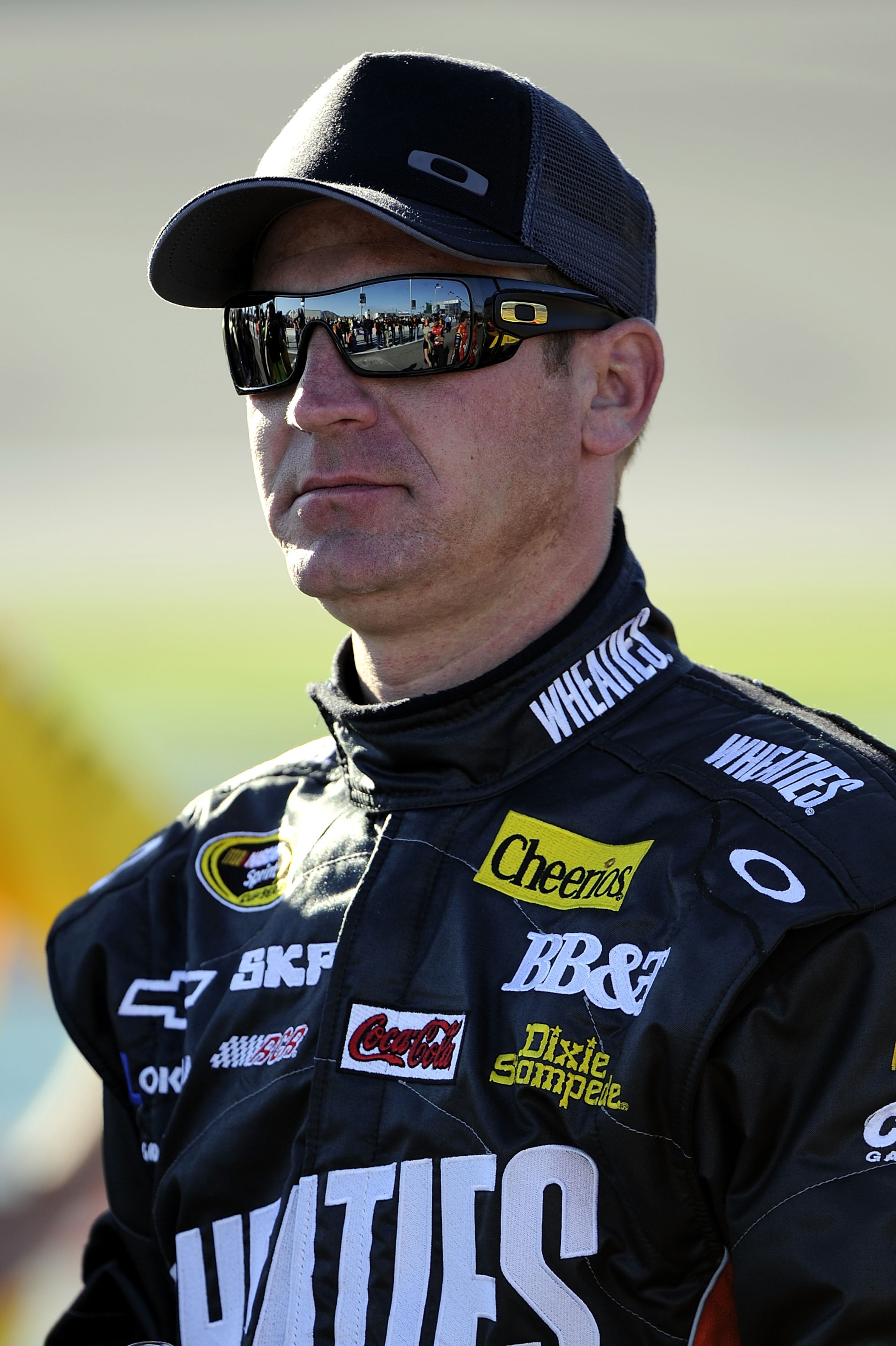 LAS VEGAS, NV - MARCH 04:  Clint Bowyer, driver of the #33 Wheaties Fuel Chevrolet, stands on the grid during qualifying for the NASCAR Sprint Cup Series Kobalt Tools 400 at Las Vegas Motor Speedway on March 4, 2011 in Las Vegas, Nevada.  (Photo by John H
