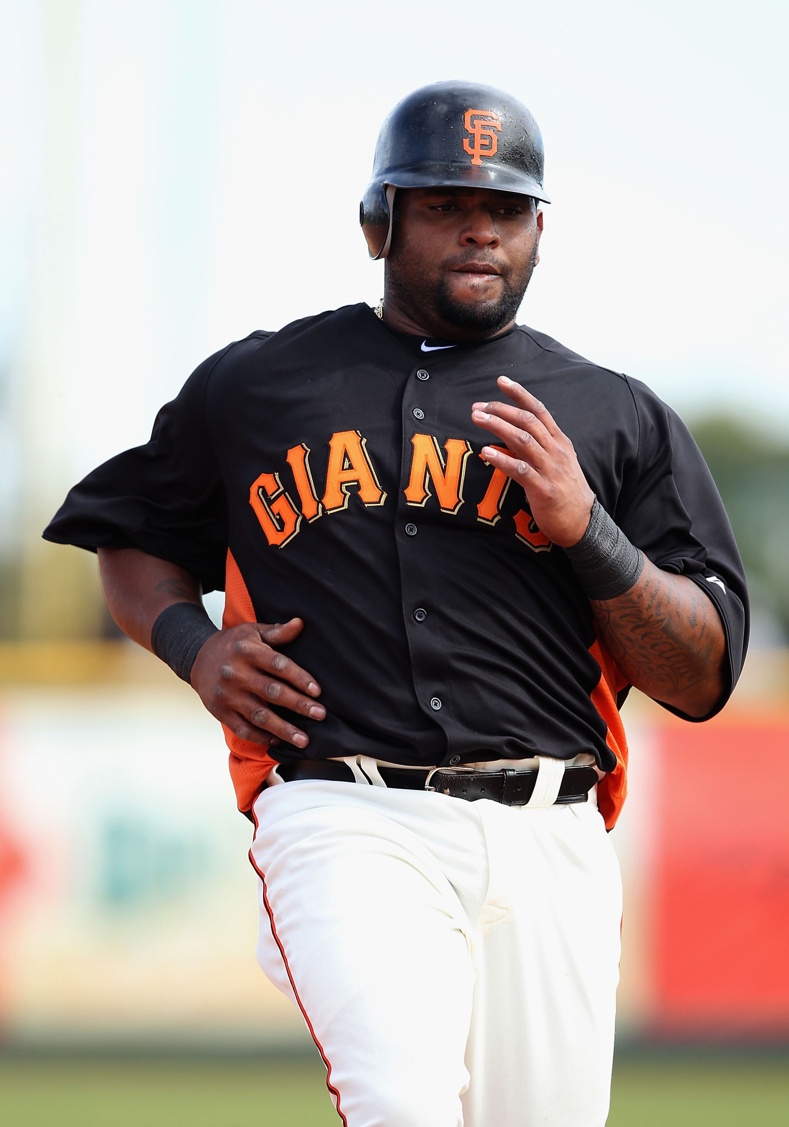 SCOTTSDALE, AZ - MARCH 01:  Pablo Sandoval #48 of the San Francisco Giants advances to third base during the spring training game against the Chicago Cubs at Scottsdale Stadium on March 1, 2011 in Scottsdale, Arizona.  (Photo by Christian Petersen/Getty I