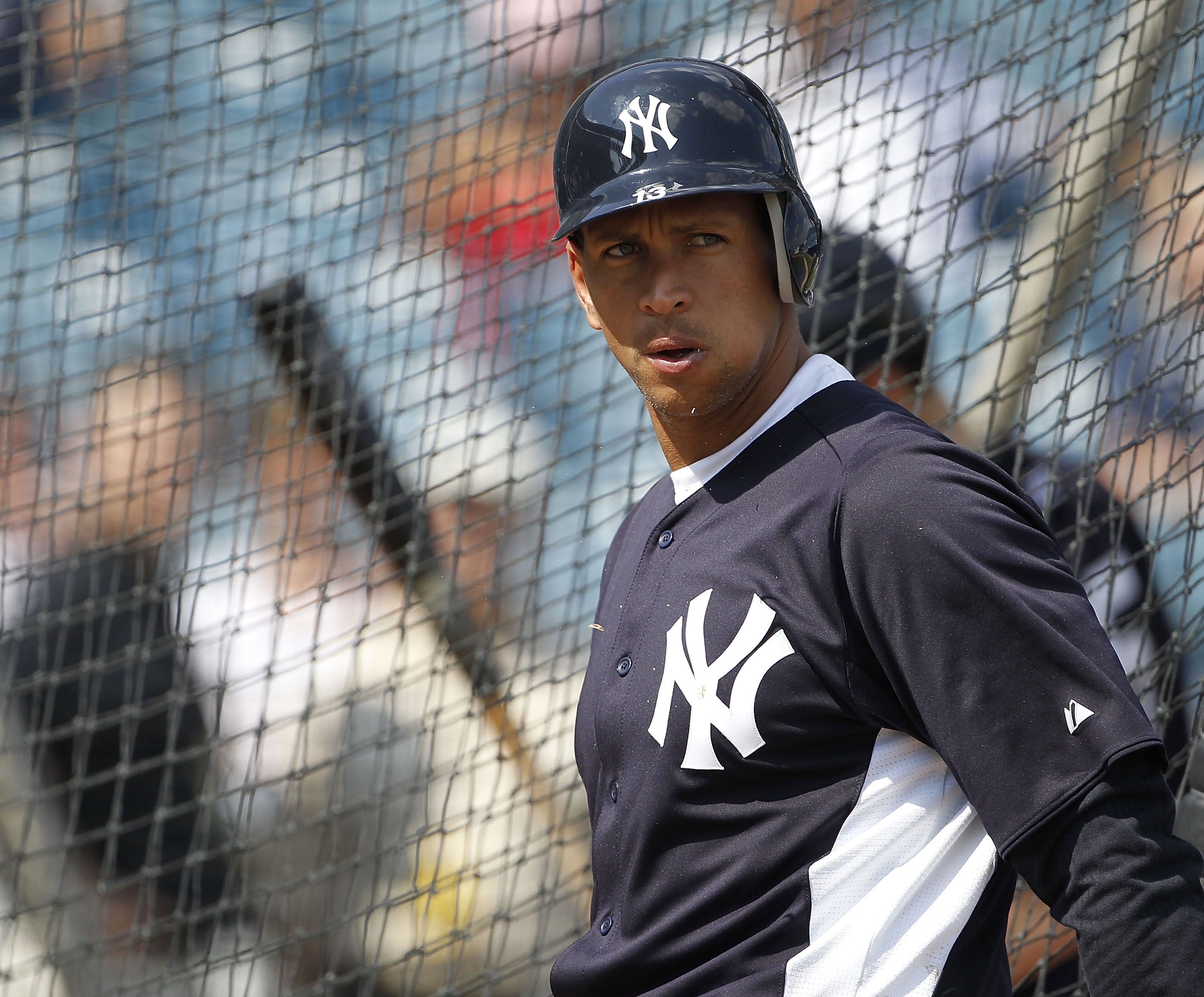 TAMPA, FL - FEBRUARY 20: Alex Rodriguez #13 of the New York Yankees watch the action during the first full team workout of Spring Training on February 20, 2011 at the George M. Steinbrenner Field in Tampa, Florida.  (Photo by Leon Halip/Getty Images)
