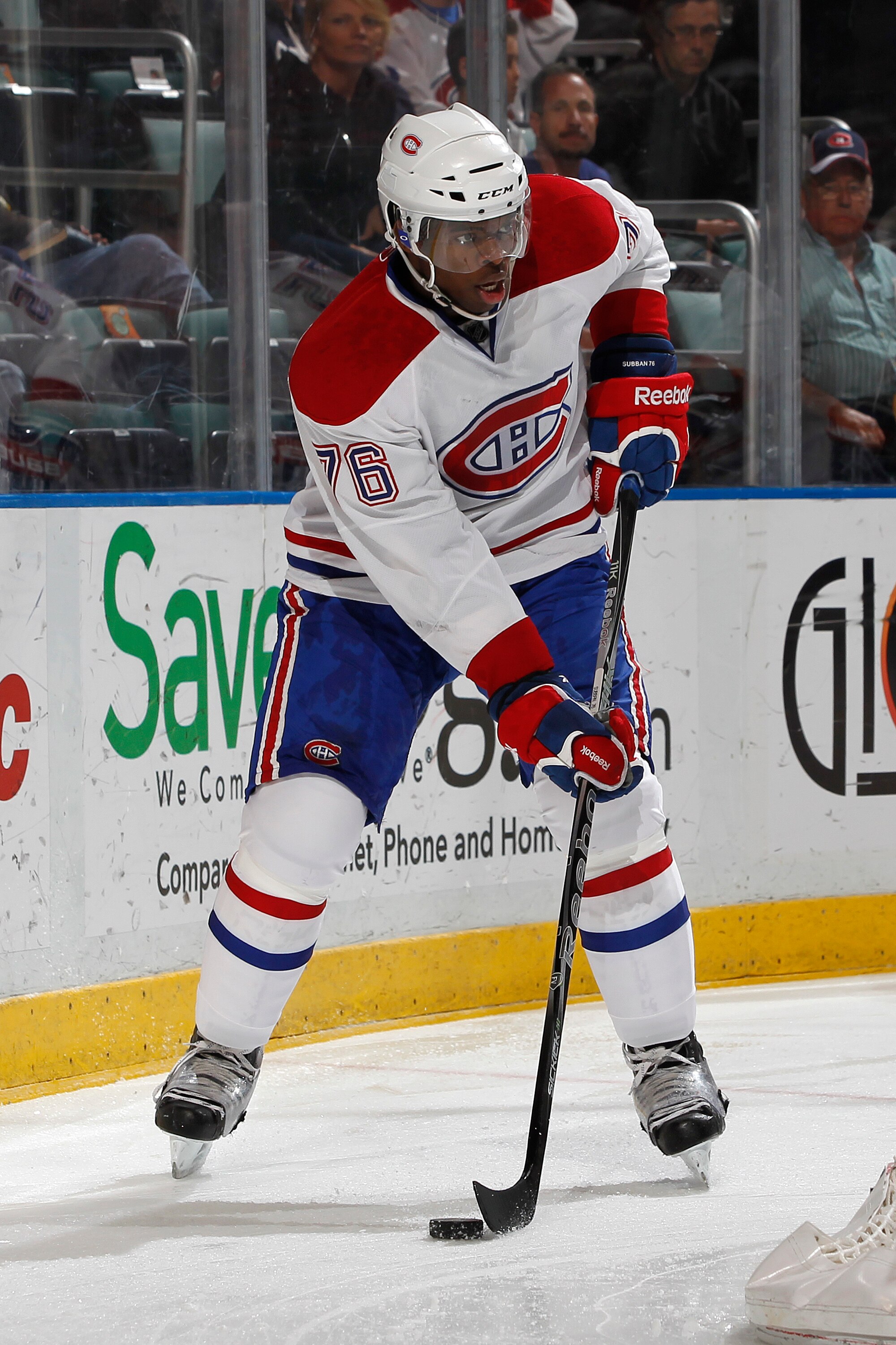 SUNRISE, FL - MARCH 3: P.K. Subban #76 of the Montreal Canadiens skates behind the net with the puck against the Florida Panthers on March 3, 2011 at the BankAtlantic Center in Sunrise, Florida. The Canadiens defeated the Panthers 4-0. (Photo by Joel Auer