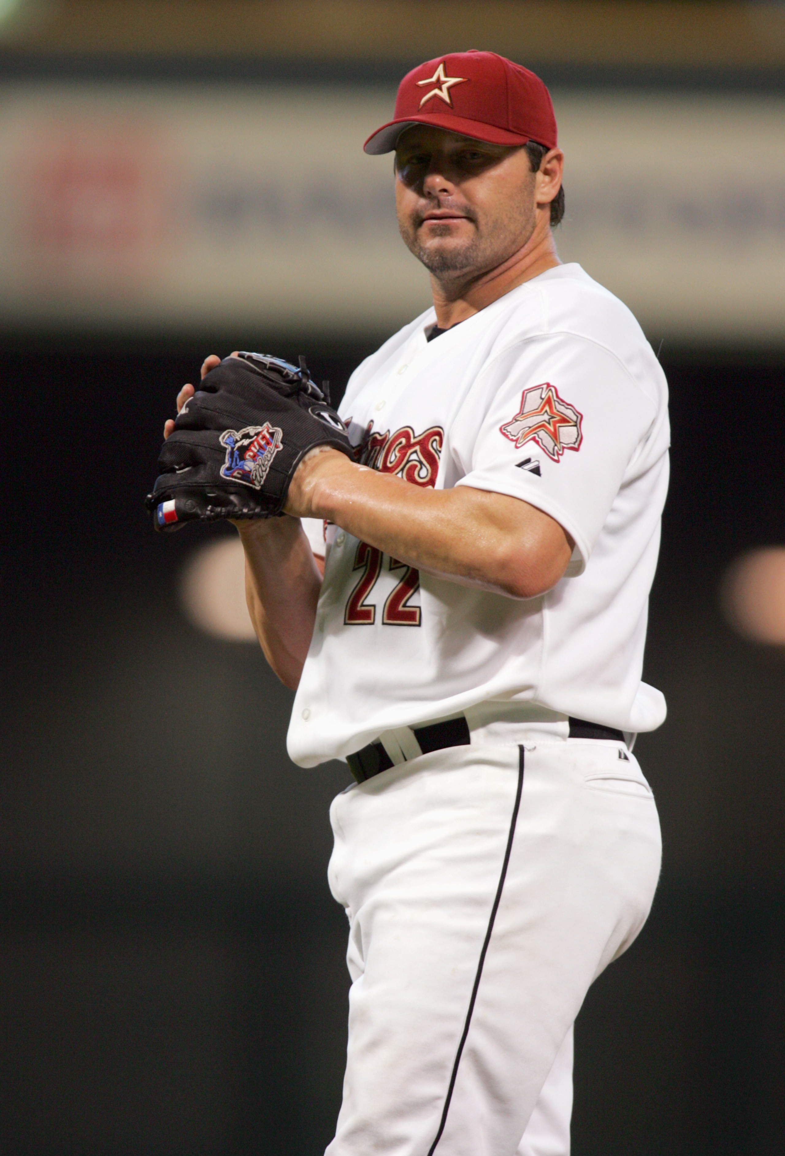 HOUSTON - SEPTEMBER 20: Pitcher Roger Clemens #22 of the Houston Astros looks to the catcher during his final scheduled home game of the season against the Cincinnati Reds on September 20, 2006 at Minute Maid Park in Houston, Texas. (Photo by Ronald Marti HOUSTON - SEPTEMBER 20: Pitcher Roger Clemens #22 of the Houston Astros looks to the catcher during his final scheduled home game of the season against the Cincinnati Reds on September 20, 2006 at Minute Maid Park in Houston, Texas. (Photo by Ronald Marti