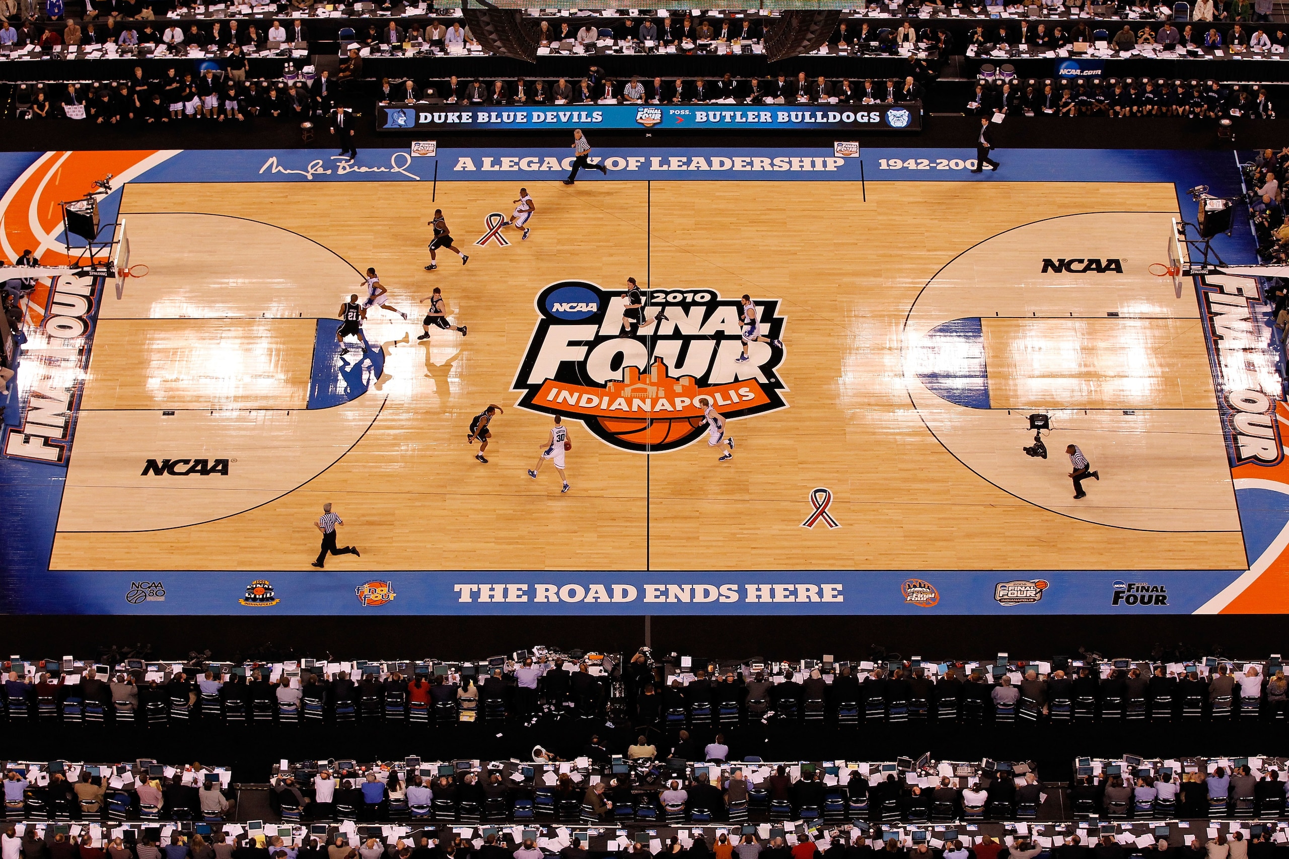 INDIANAPOLIS - APRIL 05: A general view of the Butler Bulldogs playing against the Duke Blue Devils during the 2010 NCAA Division I Men's Basketball National Championship game at Lucas Oil Stadium on April 5, 2010 in Indianapolis, Indiana. (Photo by Kev INDIANAPOLIS - APRIL 05: A general view of the Butler Bulldogs playing against the Duke Blue Devils during the 2010 NCAA Division I Men's Basketball National Championship game at Lucas Oil Stadium on April 5, 2010 in Indianapolis, Indiana. (Photo by Kev