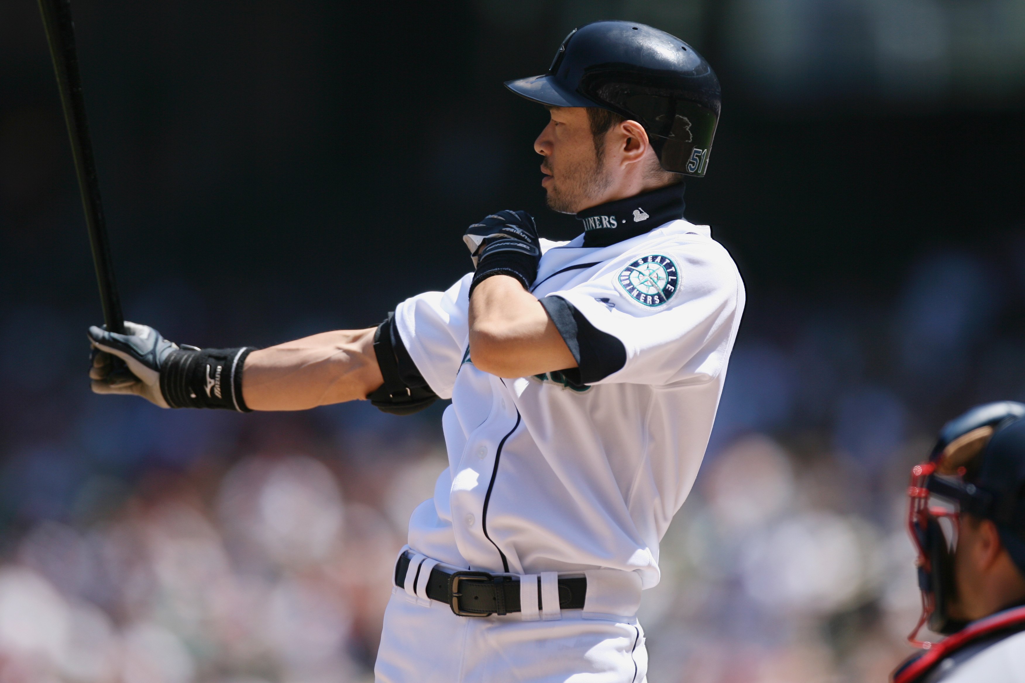 Seattle Mariners Baseball player Ichiro Suzuki batting at Safeco