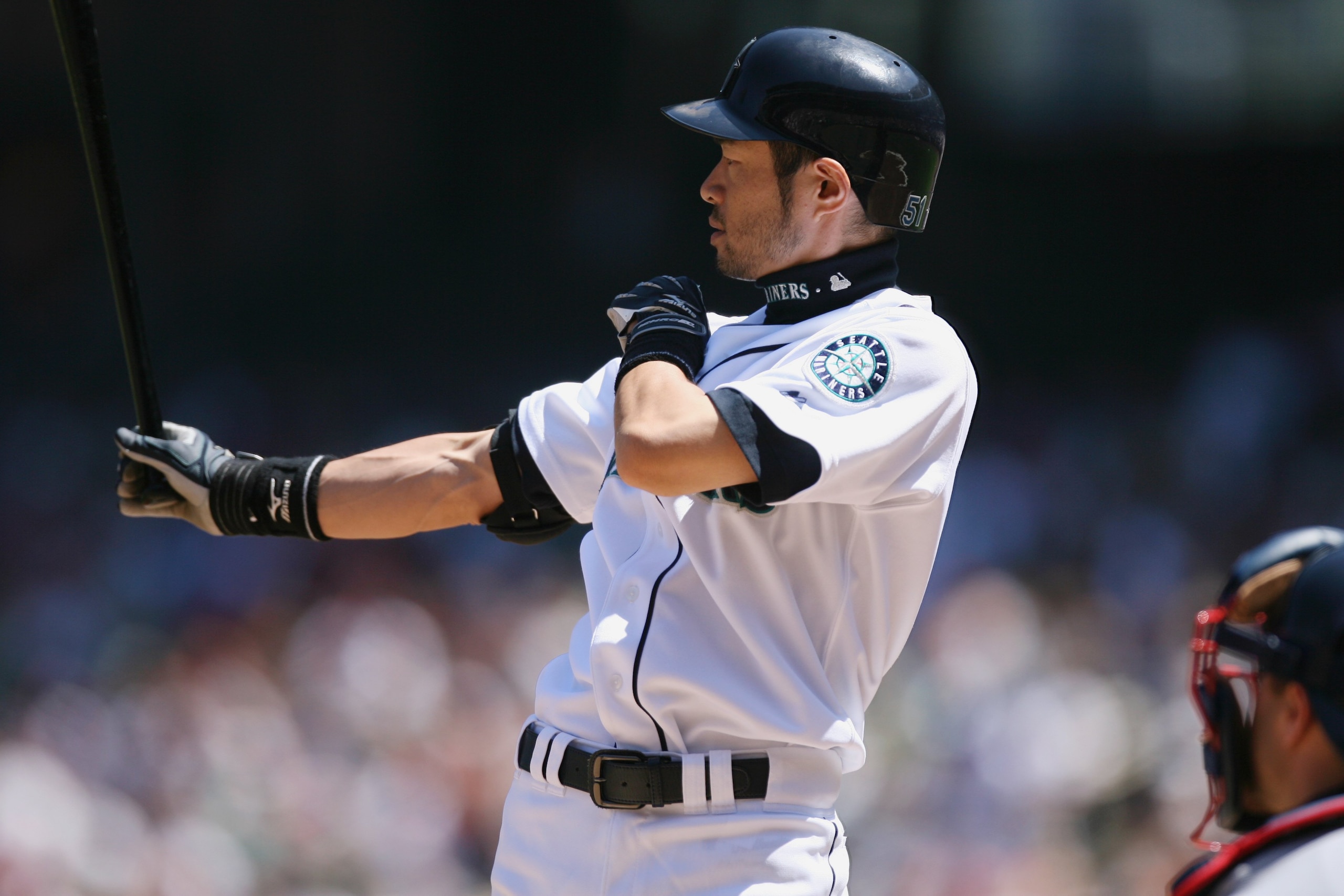 SEATTLE - JULY 20:  Ichiro Suzuki #51 of the Seattle Mariners bats against the Cleveland Indians on July 20, 2008 at Safeco Field in Seattle, Washington. The Indians defeated the Mariners 6-2. (Photo by Otto Greule Jr/Getty Images)