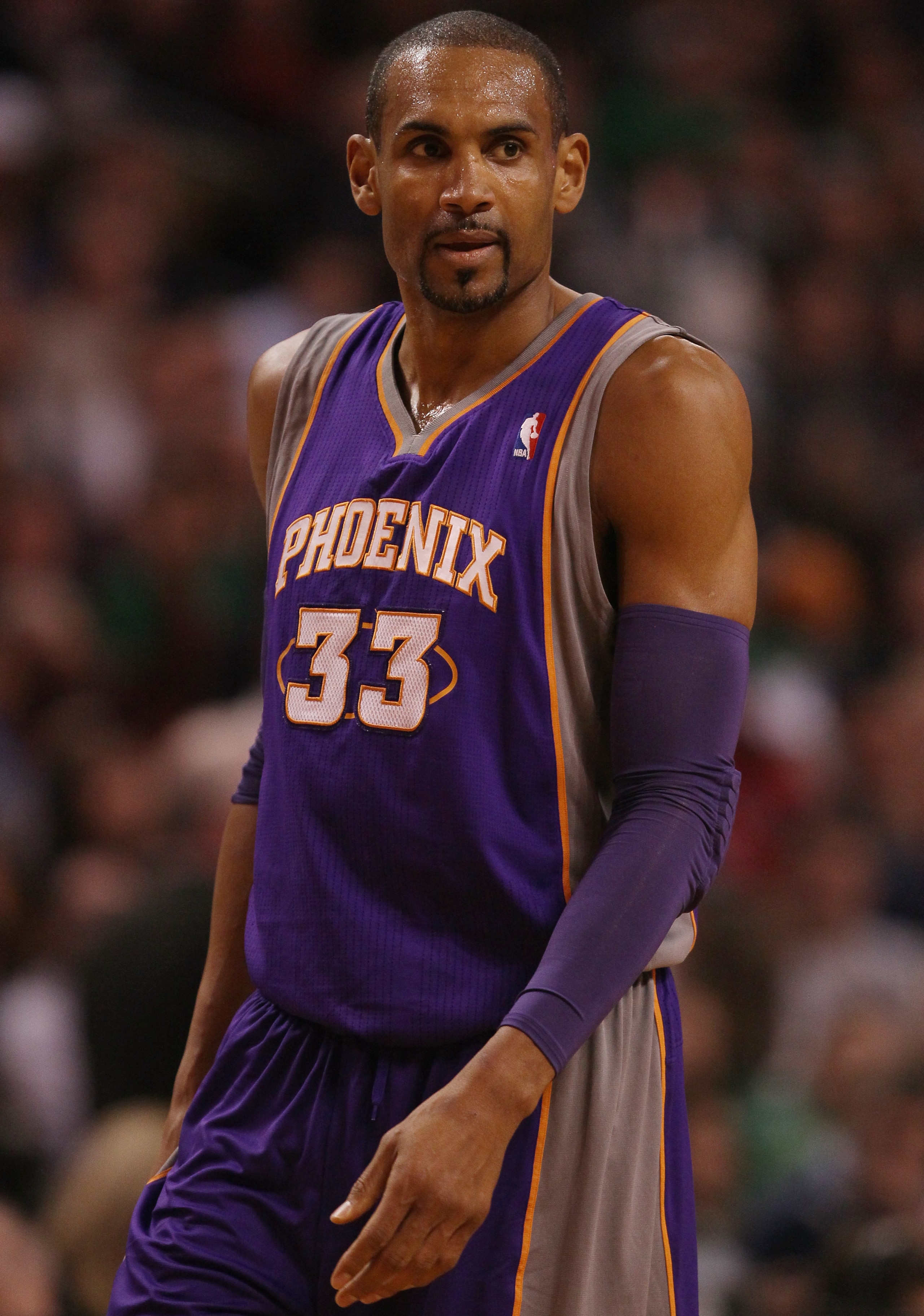 BOSTON, MA - MARCH 02: Grant Hill #33 of the Phoenix Suns looks on in the first half against the Boston Celtics on March 2, 2011 at the TD Garden in Boston, Massachusetts. NOTE TO USER: User expressly acknowledges and agrees that, by downloading and/or BOSTON, MA - MARCH 02: Grant Hill #33 of the Phoenix Suns looks on in the first half against the Boston Celtics on March 2, 2011 at the TD Garden in Boston, Massachusetts. NOTE TO USER: User expressly acknowledges and agrees that, by downloading and/or