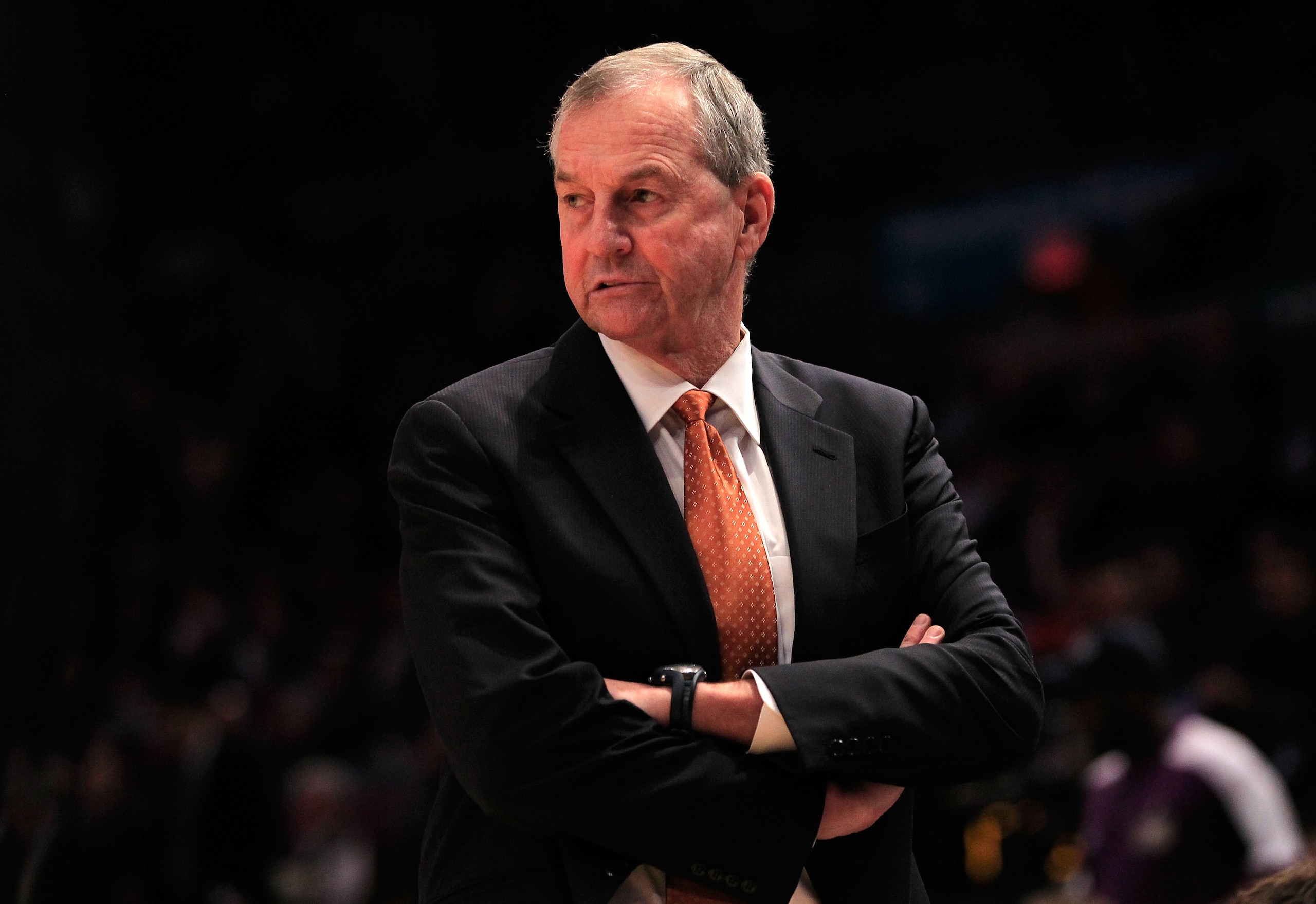 NEW YORK, NY - MARCH 10: Head coach Jim Calhoun of the Connecticut Huskies looks on from the bench against the Pittsburgh Panthers during the quarterfinals of the 2011 Big East Men's Basketball Tournament presented by American Eagle Outfitters  at Madison