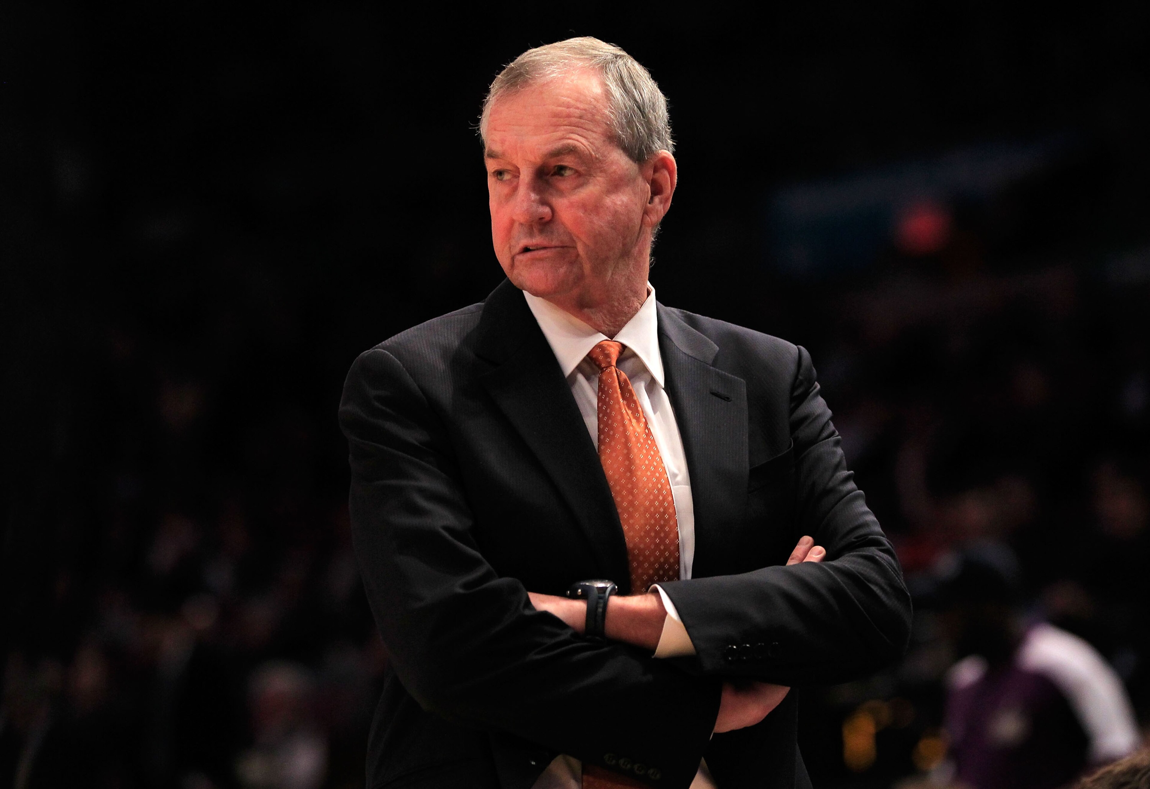 NEW YORK, NY - MARCH 10: Head coach Jim Calhoun of the Connecticut Huskies looks on from the bench against the Pittsburgh Panthers during the quarterfinals of the 2011 Big East Men's Basketball Tournament presented by American Eagle Outfitters  at Madison
