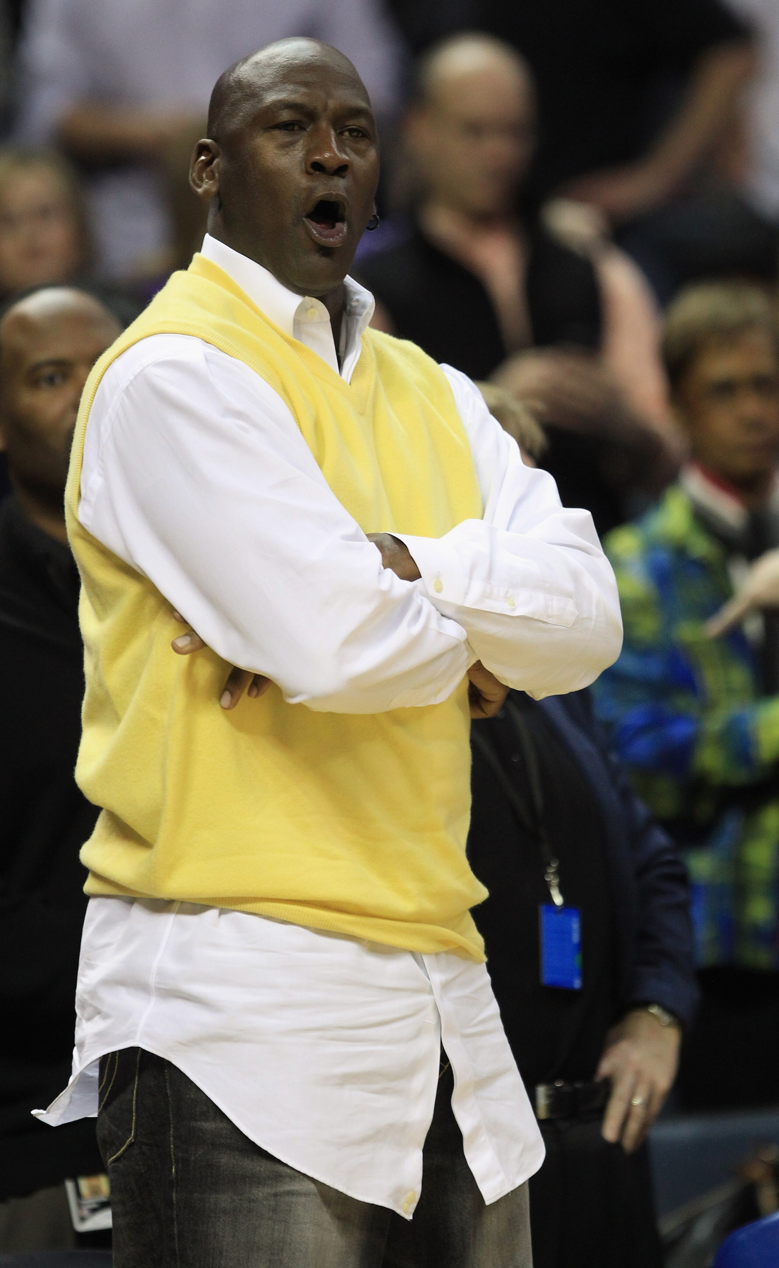 CHARLOTTE, NC - FEBRUARY 25: Owner of the Charlotte Bobcats, Michael Jordan yells during their game against the Sacramento Kings at Time Warner Cable Arena on February 25, 2011 in Charlotte, North Carolina. NOTE TO USER: User expressly acknowledges and a CHARLOTTE, NC - FEBRUARY 25: Owner of the Charlotte Bobcats, Michael Jordan yells during their game against the Sacramento Kings at Time Warner Cable Arena on February 25, 2011 in Charlotte, North Carolina. NOTE TO USER: User expressly acknowledges and a