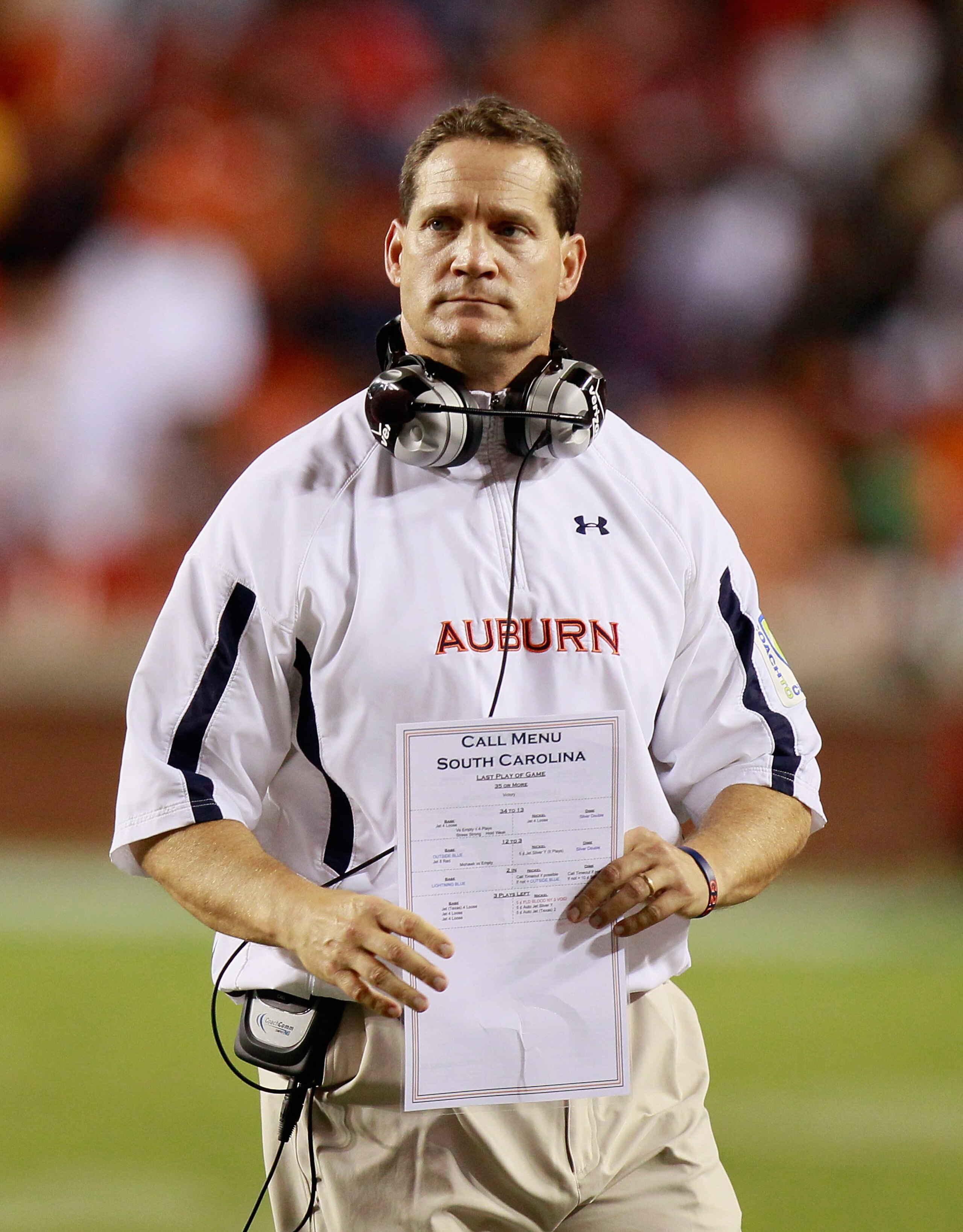 AUBURN, AL - SEPTEMBER 25:  Head coach Gene Chizik of the Auburn Tigers against the South Carolina Gamecocks at Jordan-Hare Stadium on September 25, 2010 in Auburn, Alabama.  (Photo by Kevin C. Cox/Getty Images)