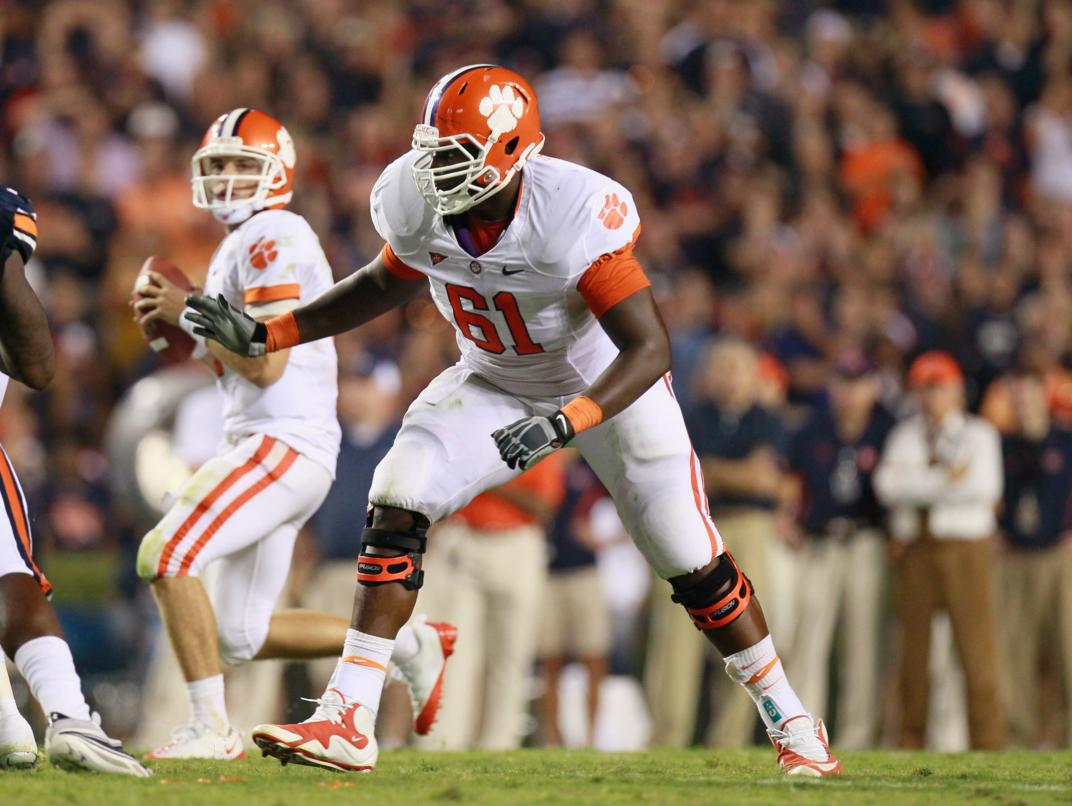 AUBURN, AL - SEPTEMBER 18:  Chris Hairston #61 of the Clemson Tigers against the Auburn Tigers at Jordan-Hare Stadium on September 18, 2010 in Auburn, Alabama.  (Photo by Kevin C. Cox/Getty Images)