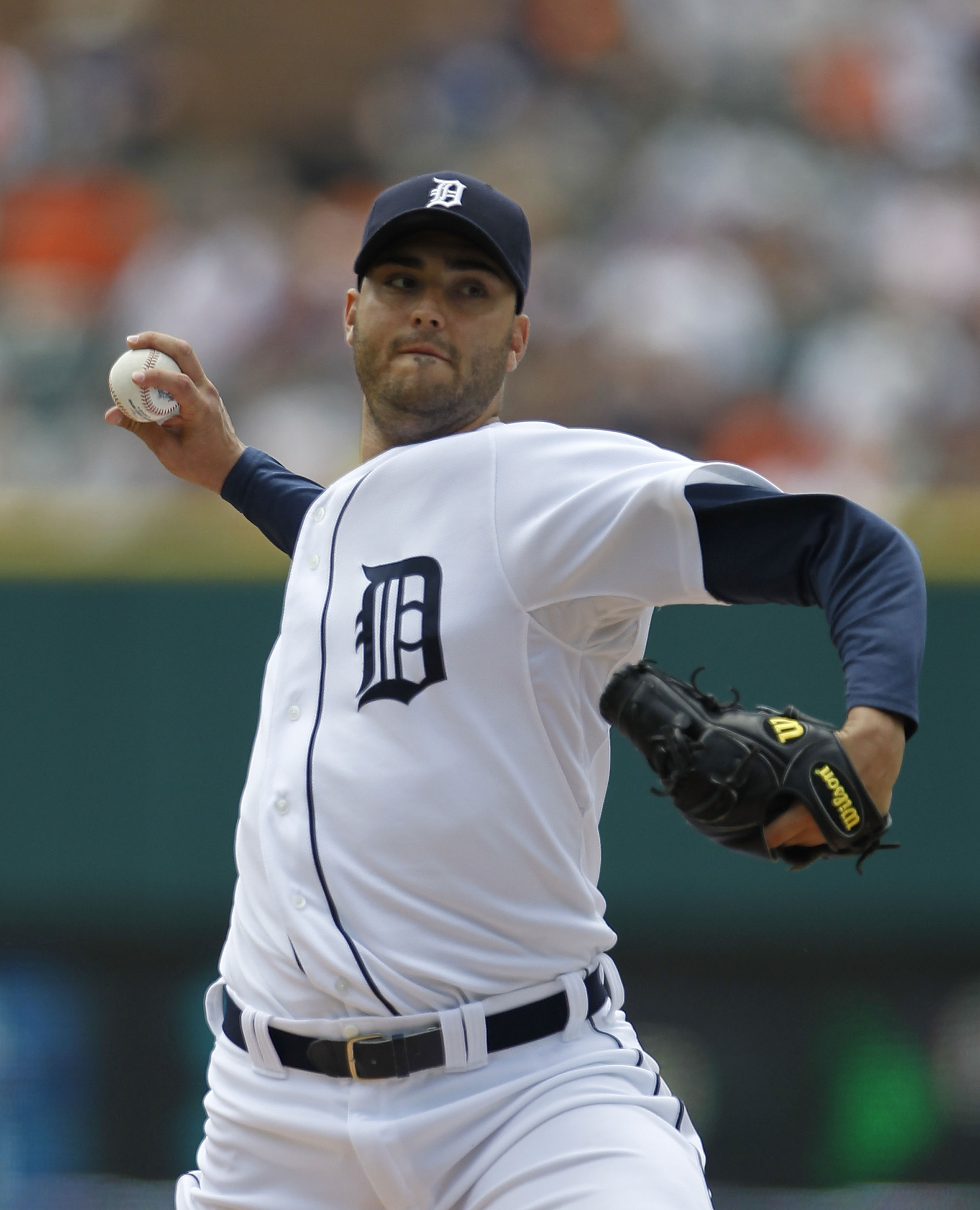 DETROIT - JUNE 13:  Armando Galarraga #58 of the Detroit Tigers pitches in the second inning against the Pittsburgh Pirates during the game on June 13, 2010 at Comerica Park in Detroit, Michigan. The Tigers defeated the Pirates 4-3.  (Photo by Leon Halip/