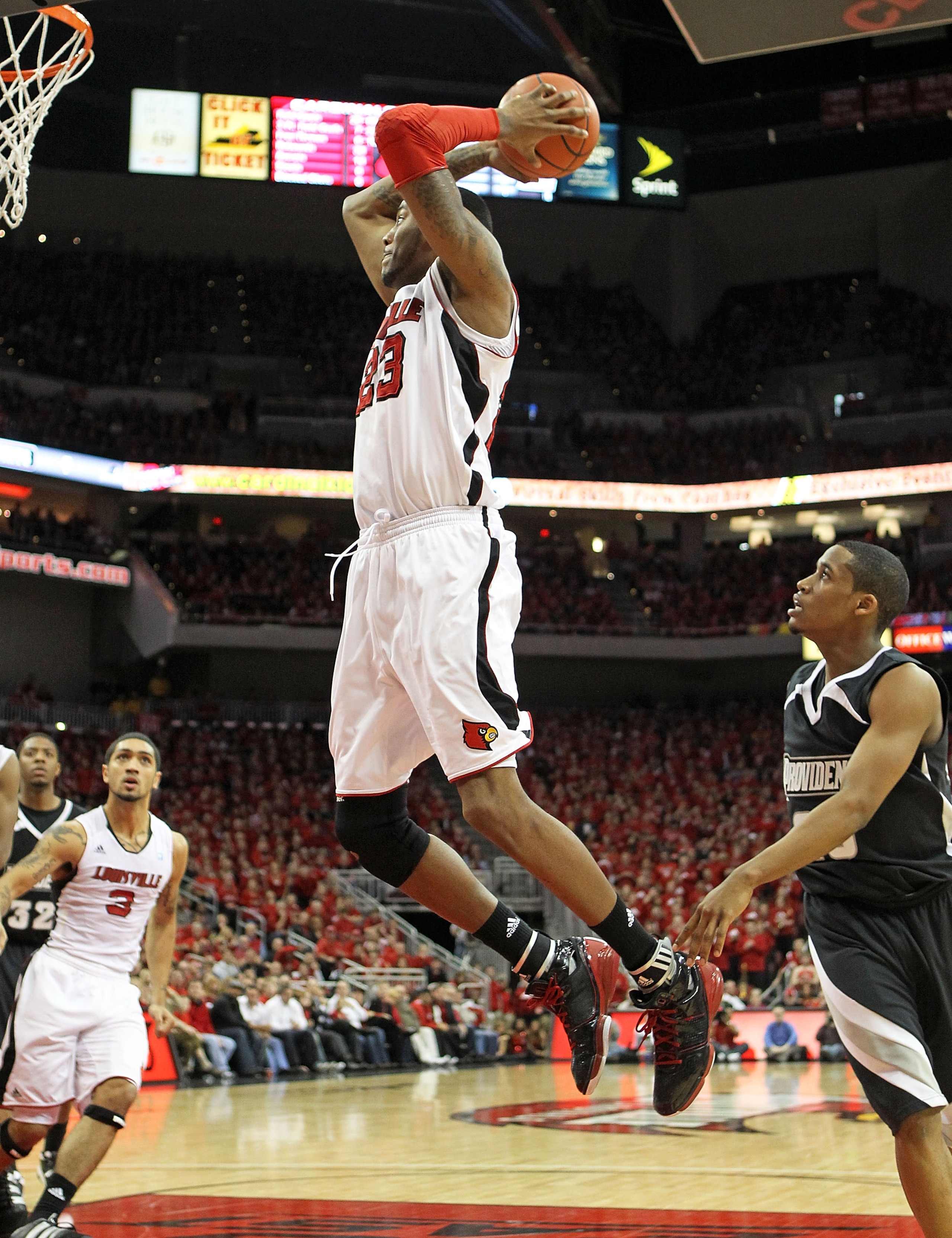 LOUISVILLE, KY - MARCH 02:  Terrence Jennings #23 of the Louisville Cardinals shoots the ball during the Big East Conference game against the Providence Friars at the KFC Yum! Center on March 2, 2011 in Louisville, Kentucky.  (Photo by Andy Lyons/Getty Im