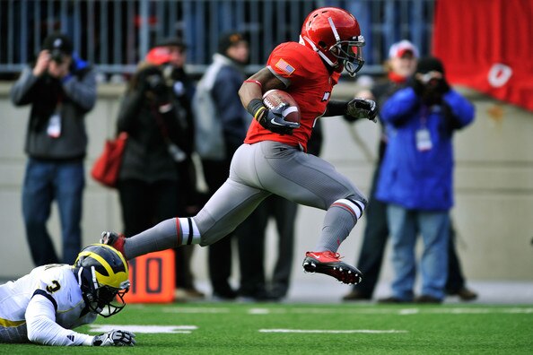 Jordan hall breaks off a run against Michigan last year. (Photo by Jamie Sabau/Getty Images North America)
