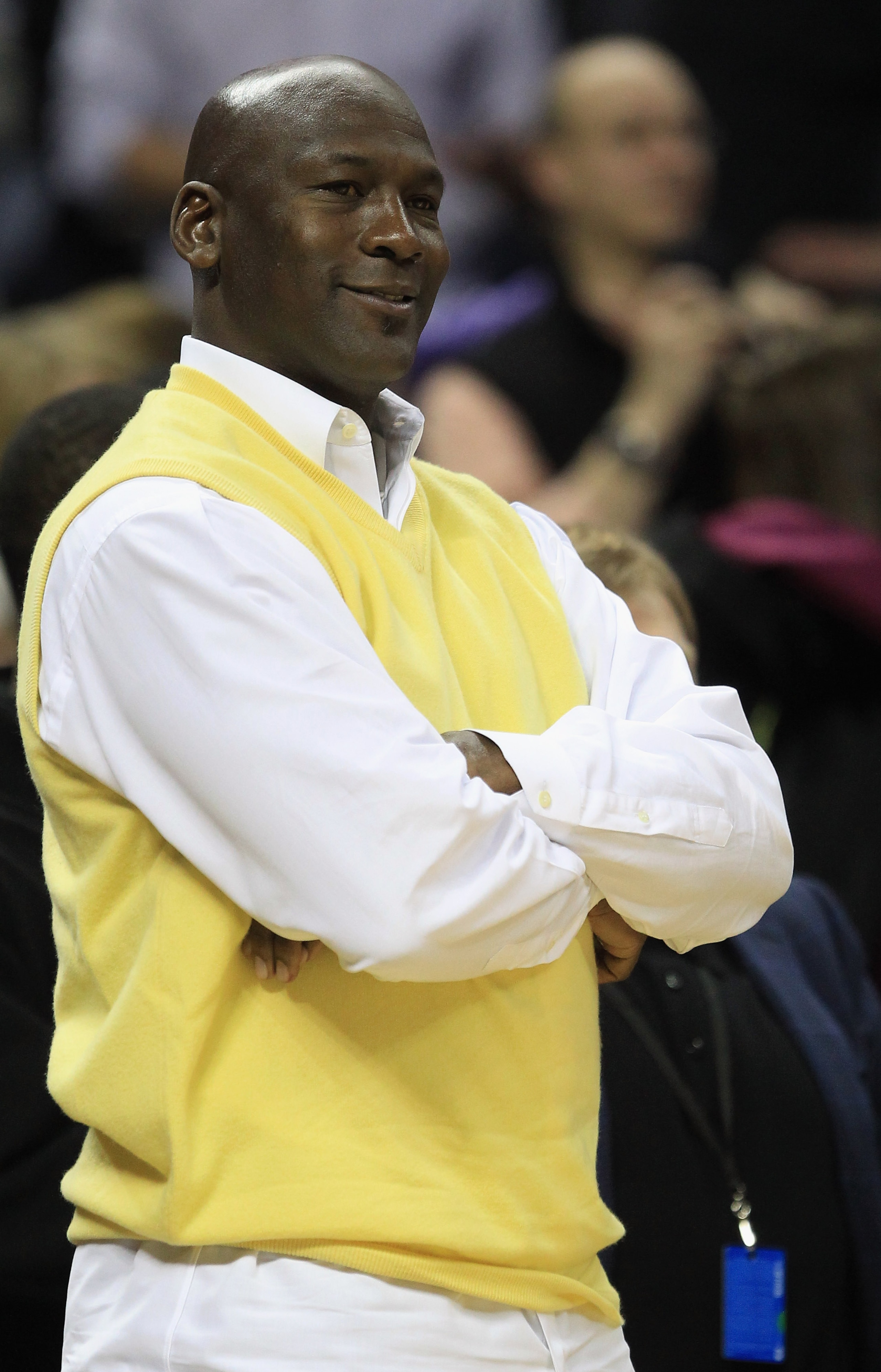 CHARLOTTE, NC - FEBRUARY 25:  Owner of the Charlotte Bobcats, Michael Jordan smiles during their game against the Sacramento Kings at Time Warner Cable Arena on February 25, 2011 in Charlotte, North Carolina. NOTE TO USER: User expressly acknowledges and