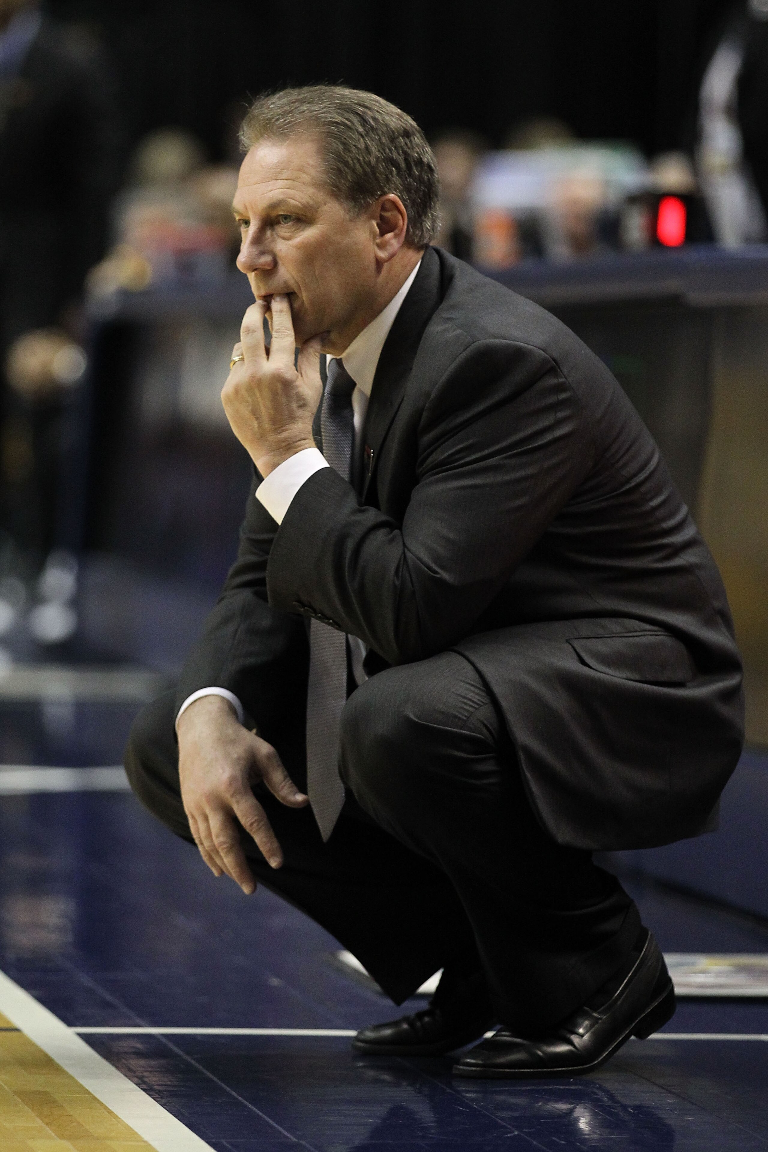 INDIANAPOLIS, IN - MARCH 10:  Head coach Tom Izzo of the Michigan State Spartans coaches against the Iowa Hawkeyes during the first round of the 2011 Big Ten Men's Basketball Tournament at Conseco Fieldhouse on March 10, 2011 in Indianapolis, Indiana.  (P