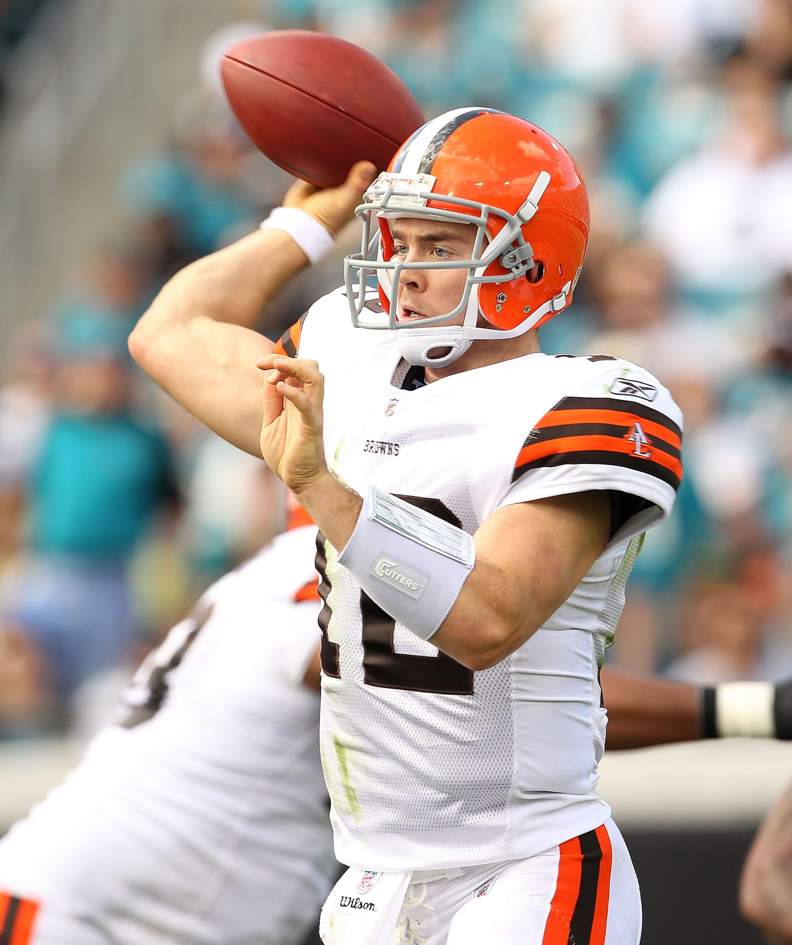 JACKSONVILLE, FL - NOVEMBER 21: Colt McCoy #12 of the Cleveland Browns passes during a game agaisnt the Jacksonville Jaguars at EverBank Field on November 21, 2010 in Jacksonville, Florida. (Photo by Mike Ehrmann/Getty Images) JACKSONVILLE, FL - NOVEMBER 21: Colt McCoy #12 of the Cleveland Browns passes during a game agaisnt the Jacksonville Jaguars at EverBank Field on November 21, 2010 in Jacksonville, Florida. (Photo by Mike Ehrmann/Getty Images)