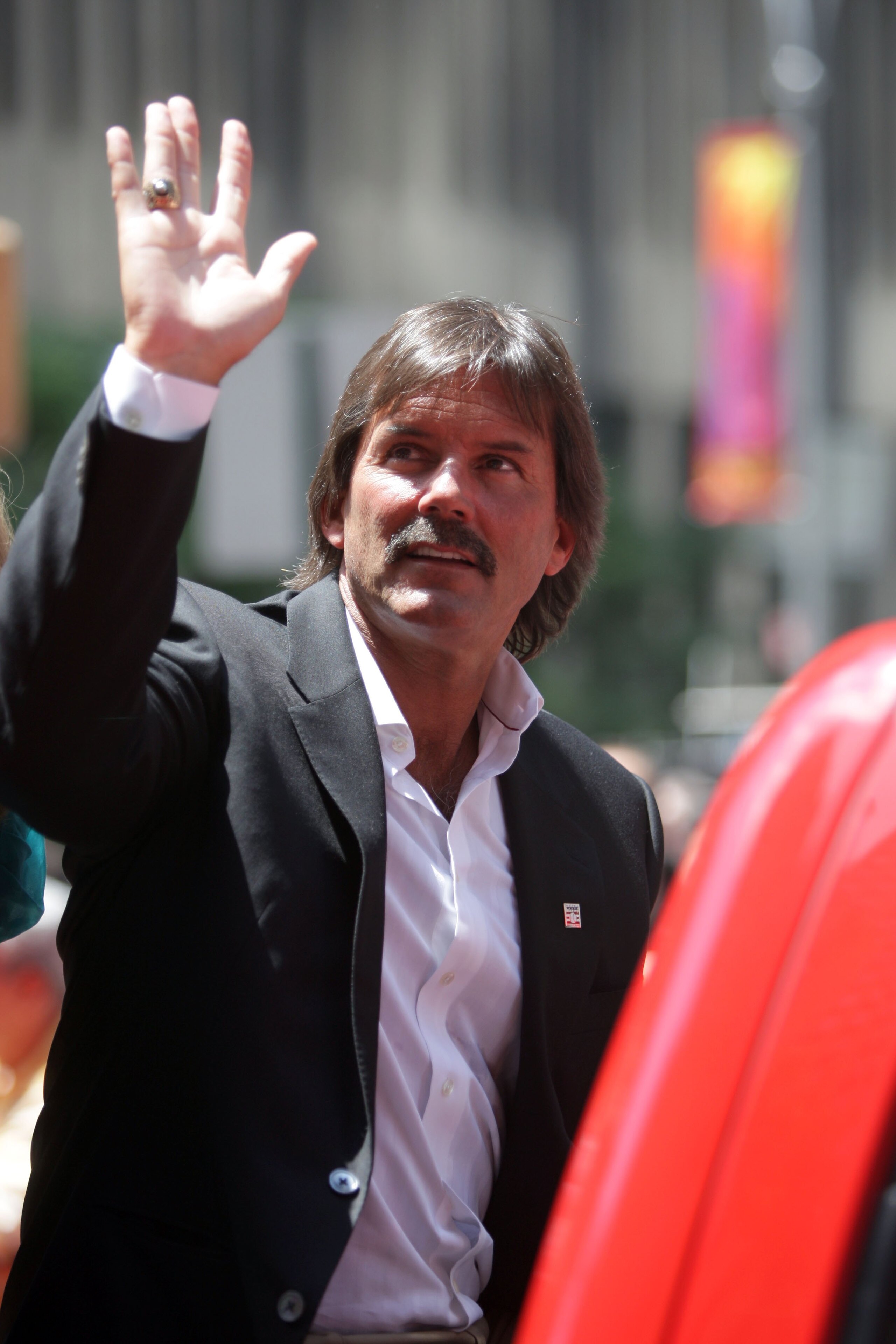 NEW YORK - JULY 15: Dennis Eckersley acknowledges the fans during the MLB All-Star Game Red Carpet Parade on July 15, 2008 in New York City. (Photo by Mike Stobe/Getty Images) NEW YORK - JULY 15: Dennis Eckersley acknowledges the fans during the MLB All-Star Game Red Carpet Parade on July 15, 2008 in New York City. (Photo by Mike Stobe/Getty Images)