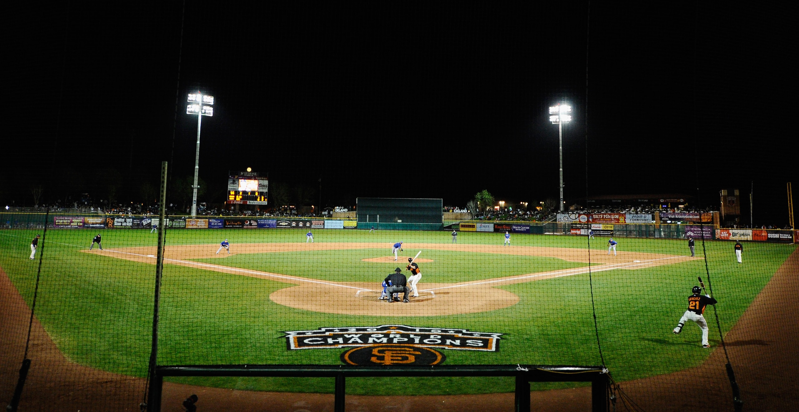 SCOTTSDALE, AZ - MARCH 07: San Francisco Giants take on the Texas Rangers in the first meeting between the two teams since the World Series during the spring training game at Scottsdale Stadium on March 7, 2011 in Scottsdale, Arizona.  (Photo by Kevork Dj