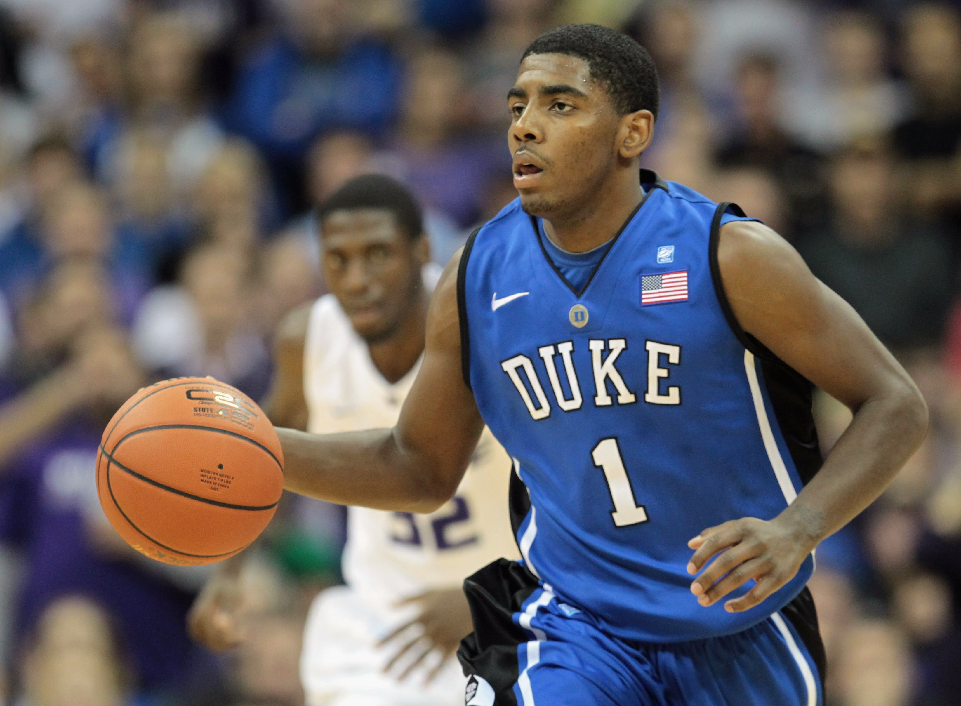 KANSAS CITY, MO - NOVEMBER 23: Kyrie Irving #1 of the Duke Blue Devils in action during the CBE Classic game against the Kansas State Wildcats on November 23, 2010 at the Sprint Center in Kansas City, Missouri. (Photo by Jamie Squire/Getty Images) KANSAS CITY, MO - NOVEMBER 23: Kyrie Irving #1 of the Duke Blue Devils in action during the CBE Classic game against the Kansas State Wildcats on November 23, 2010 at the Sprint Center in Kansas City, Missouri. (Photo by Jamie Squire/Getty Images)