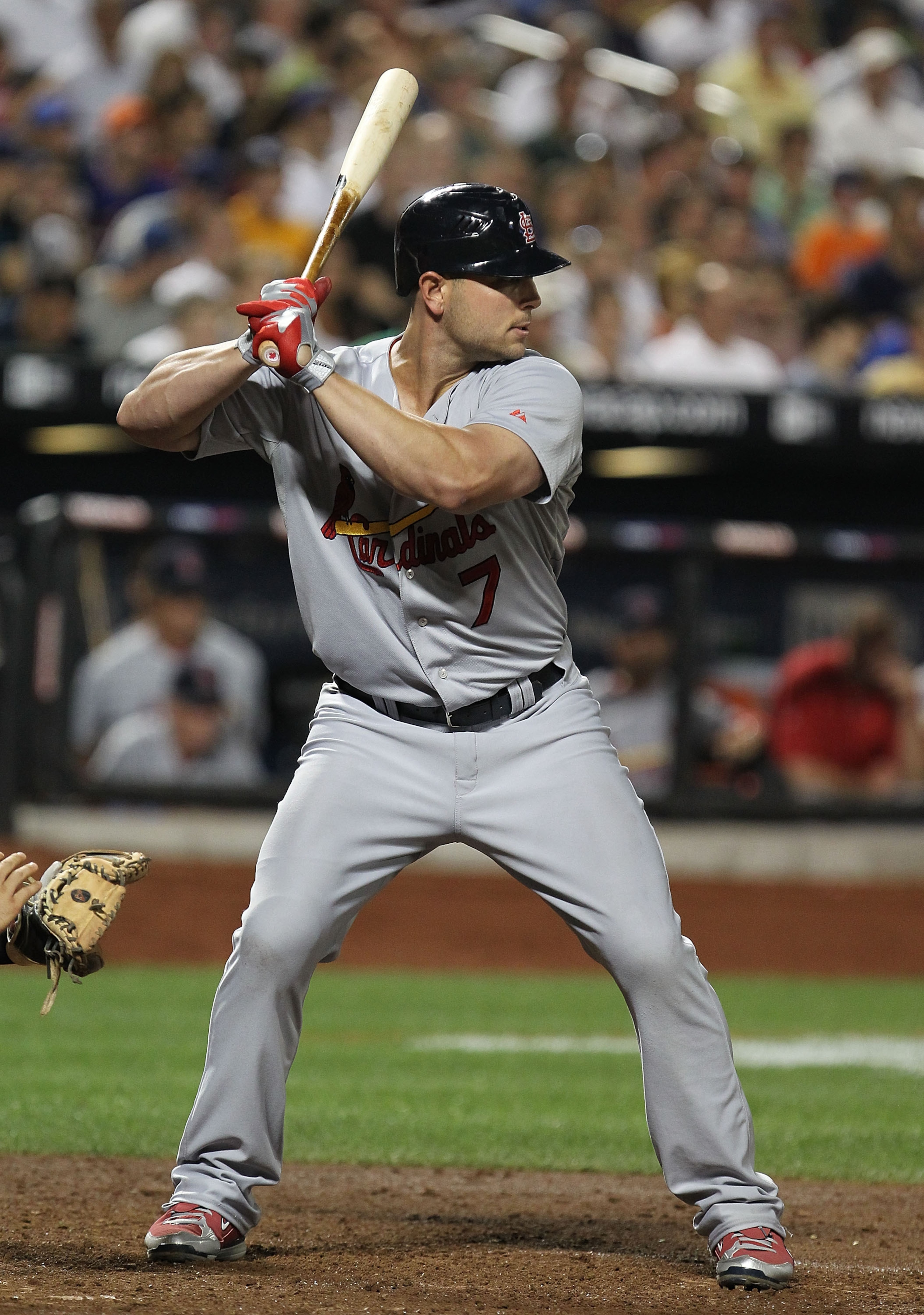 NEW YORK - JULY 27:  Matt Holliday #7 of the St. Louis Cardinals in action against the New York Mets during their game on July 27, 2010 at Citi Field in the Flushing neighborhood of the Queens borough of New York City.  (Photo by Al Bello/Getty Images)
