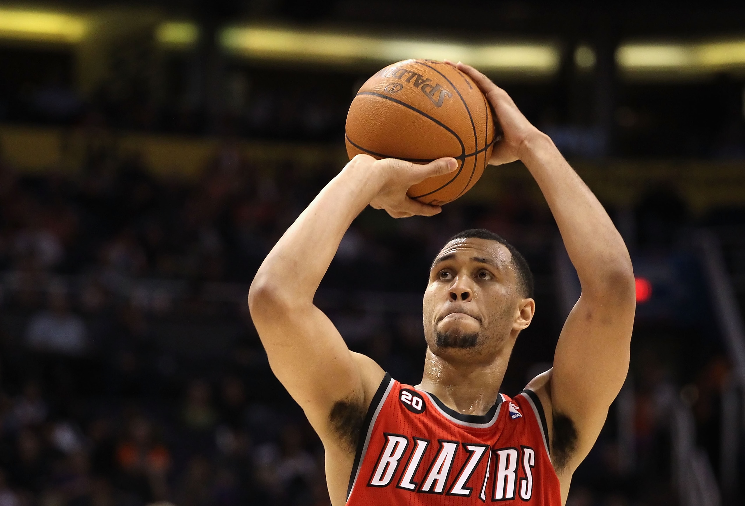 PHOENIX - DECEMBER 10:  Brandon Roy #7 of the Portland Trail Blazers shoots a free throw shot during the NBA game against the Phoenix Suns at US Airways Center on December 10, 2010 in Phoenix, Arizona. The Trail Blazers defeated the Suns 101-94.  NOTE TO