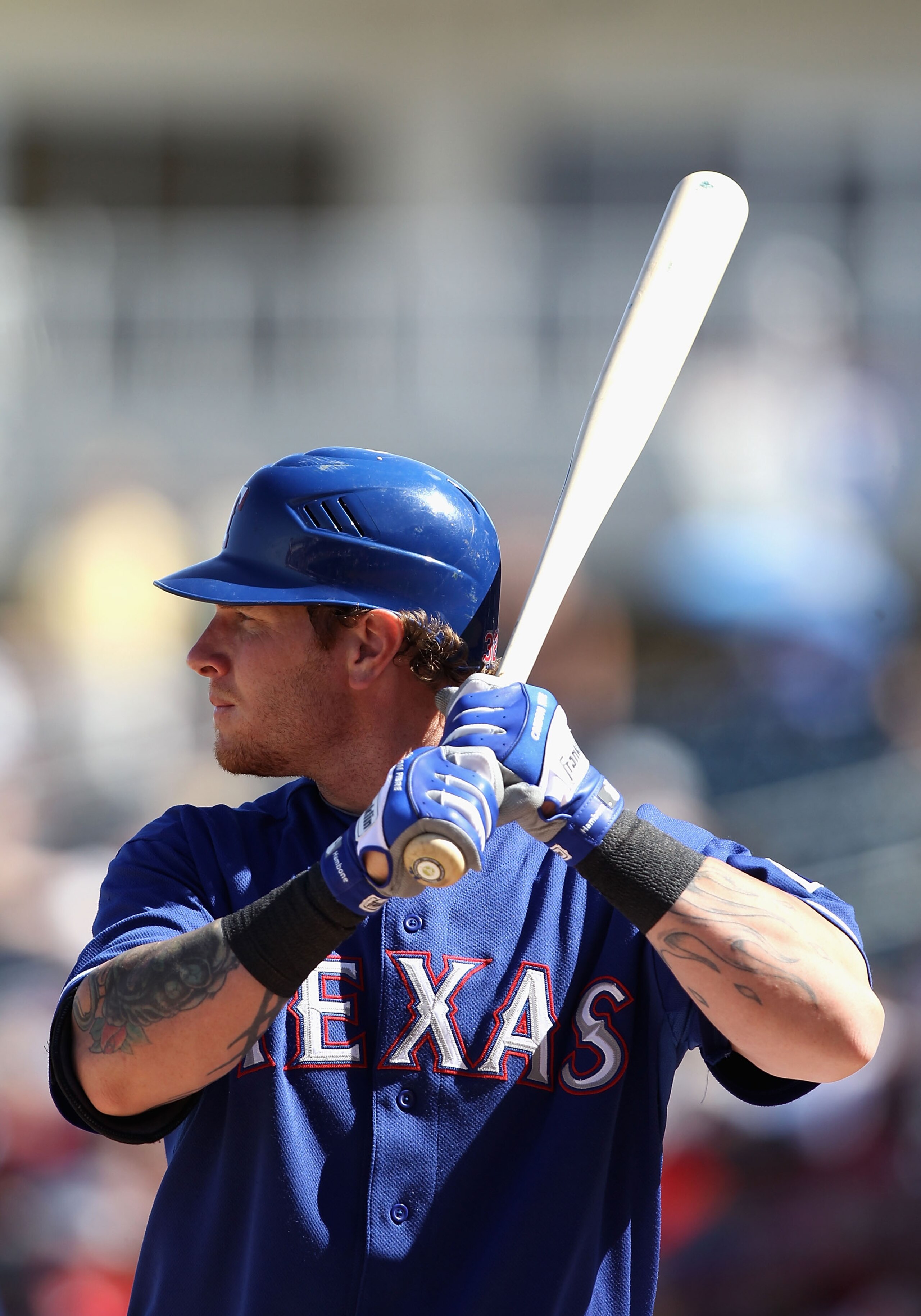 SURPRISE, AZ - MARCH 11: Josh Hamilton #32 of the Texas Rangers bats against the Cincinnati Reds during the spring training game at Surprise Stadium on March 11, 2011 in Surprise, Arizona. (Photo by Christian Petersen/Getty Images) SURPRISE, AZ - MARCH 11: Josh Hamilton #32 of the Texas Rangers bats against the Cincinnati Reds during the spring training game at Surprise Stadium on March 11, 2011 in Surprise, Arizona. (Photo by Christian Petersen/Getty Images)