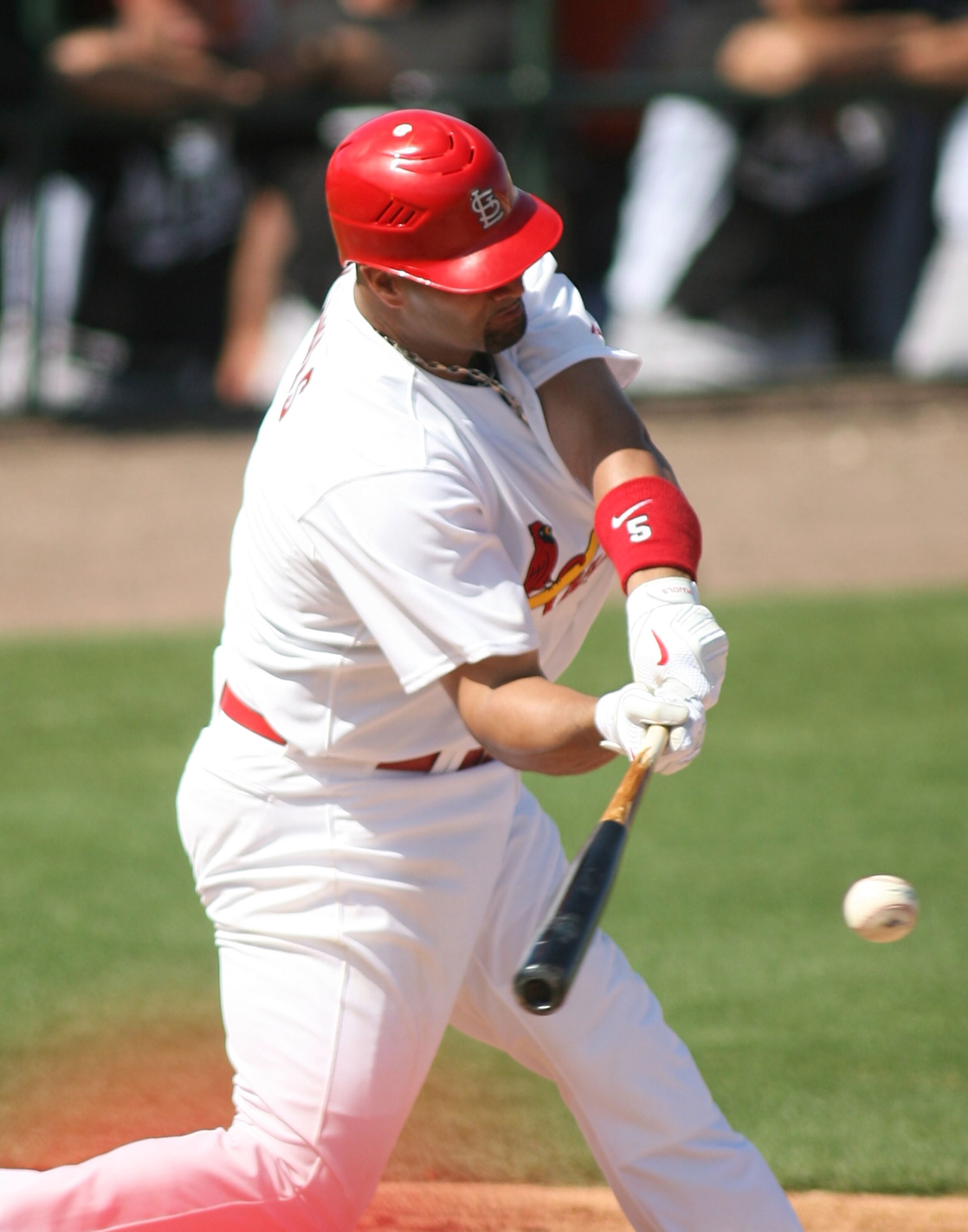 JUPITER, FL - FEBRUARY 28: Albert Pujols #5 of the St. Louis Cardinals bats against the Florida Marlins at Roger Dean Stadium on February 28, 2011 in Jupiter, Florida. (Photo by Marc Serota/Getty Images) JUPITER, FL - FEBRUARY 28: Albert Pujols #5 of the St. Louis Cardinals bats against the Florida Marlins at Roger Dean Stadium on February 28, 2011 in Jupiter, Florida. (Photo by Marc Serota/Getty Images)