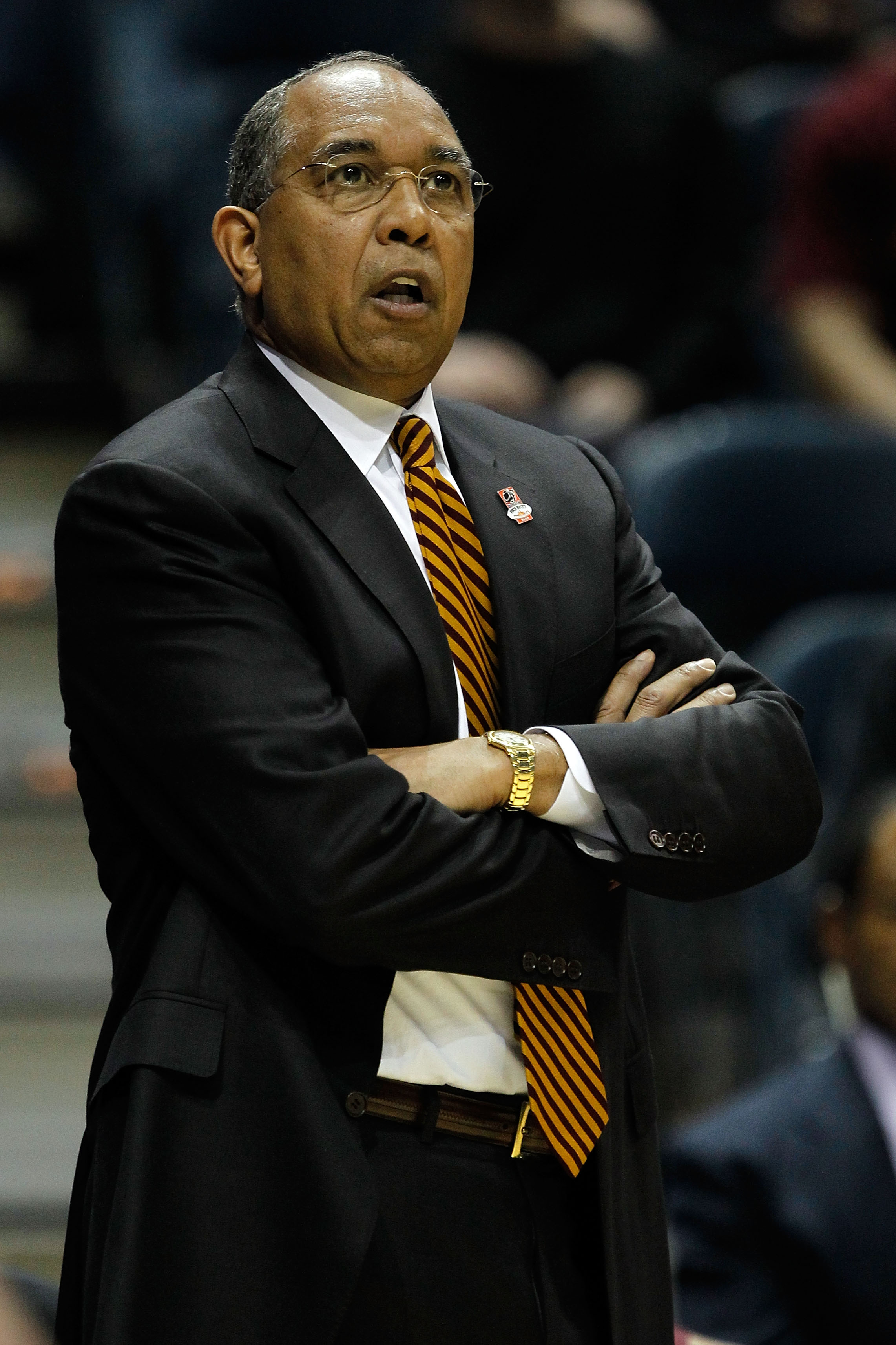 MILWAUKEE - MARCH 19: Head coach Tubby Smith of the Minnesota Golden Gophers looks on in the first half during the first round of the 2010 NCAA men's basketball tournament against the Xavier Musketeers at the Bradley Center on March 19, 2010 in Milwaukee