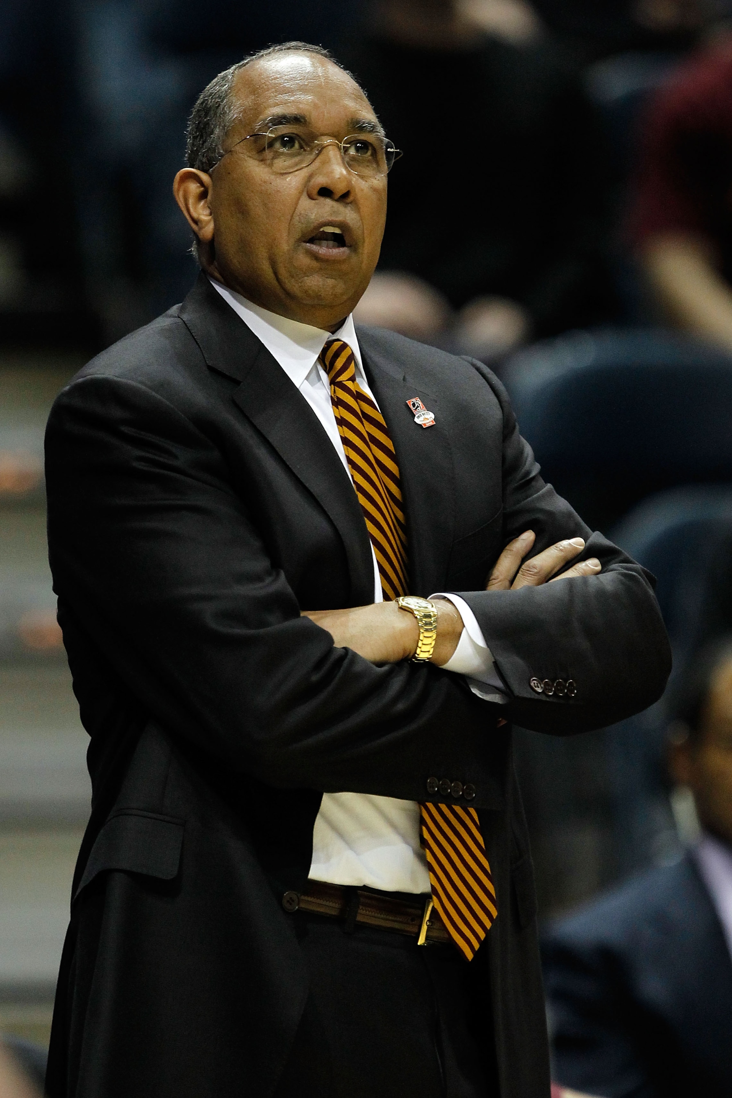 MILWAUKEE - MARCH 19:  Head coach Tubby Smith of the Minnesota Golden Gophers looks on in the first half during the first round of the 2010 NCAA men's basketball tournament against the Xavier Musketeers at the Bradley Center on March 19, 2010 in Milwaukee