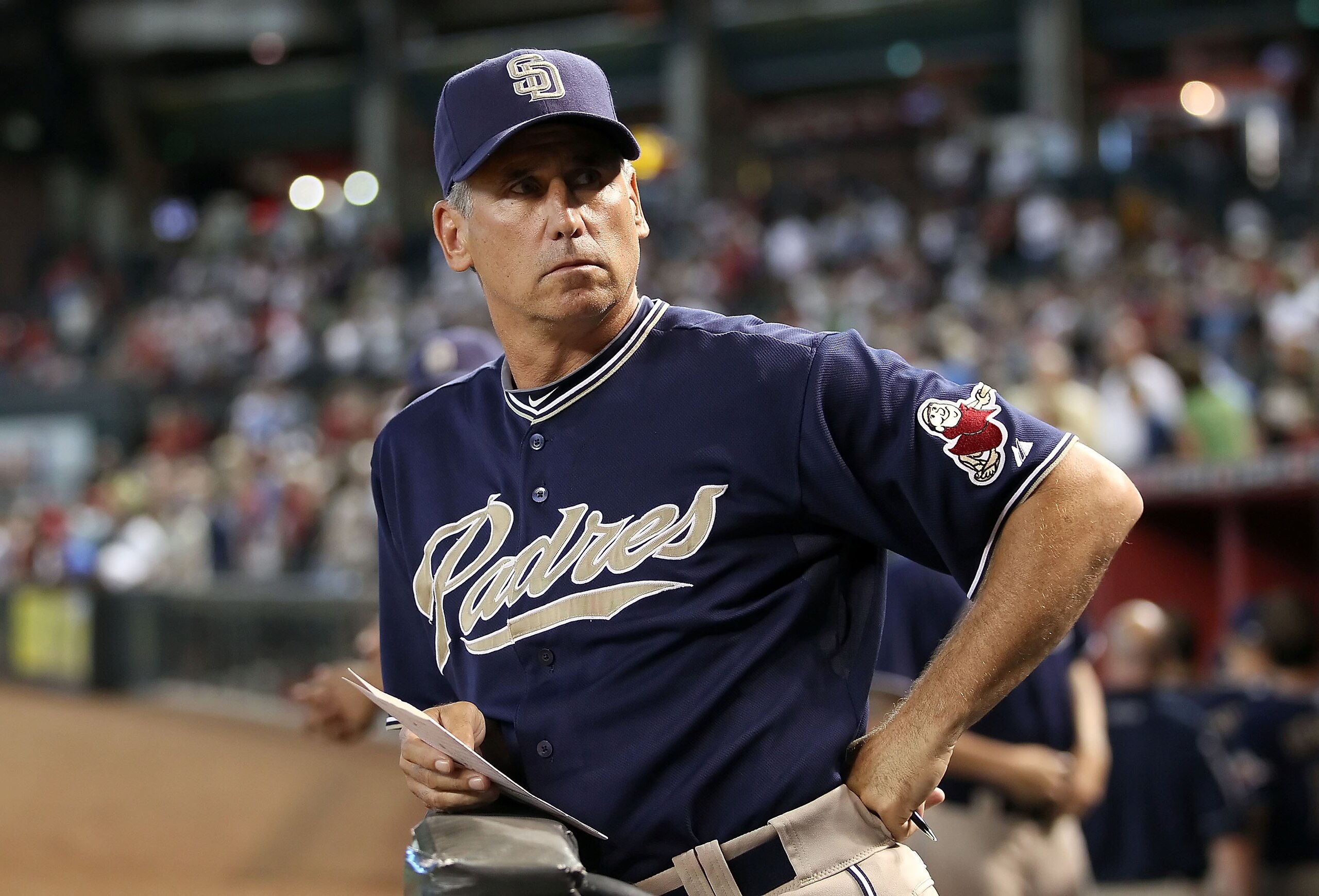 PHOENIX - AUGUST 08: Manager Bud Black of the San Diego Padres watches from the dugout during the Major League Baseball game against the Arizona Diamondbacks at Chase Field on August 8, 2010 in Phoenix, Arizona. (Photo by Christian Petersen/Getty Images PHOENIX - AUGUST 08: Manager Bud Black of the San Diego Padres watches from the dugout during the Major League Baseball game against the Arizona Diamondbacks at Chase Field on August 8, 2010 in Phoenix, Arizona. (Photo by Christian Petersen/Getty Images