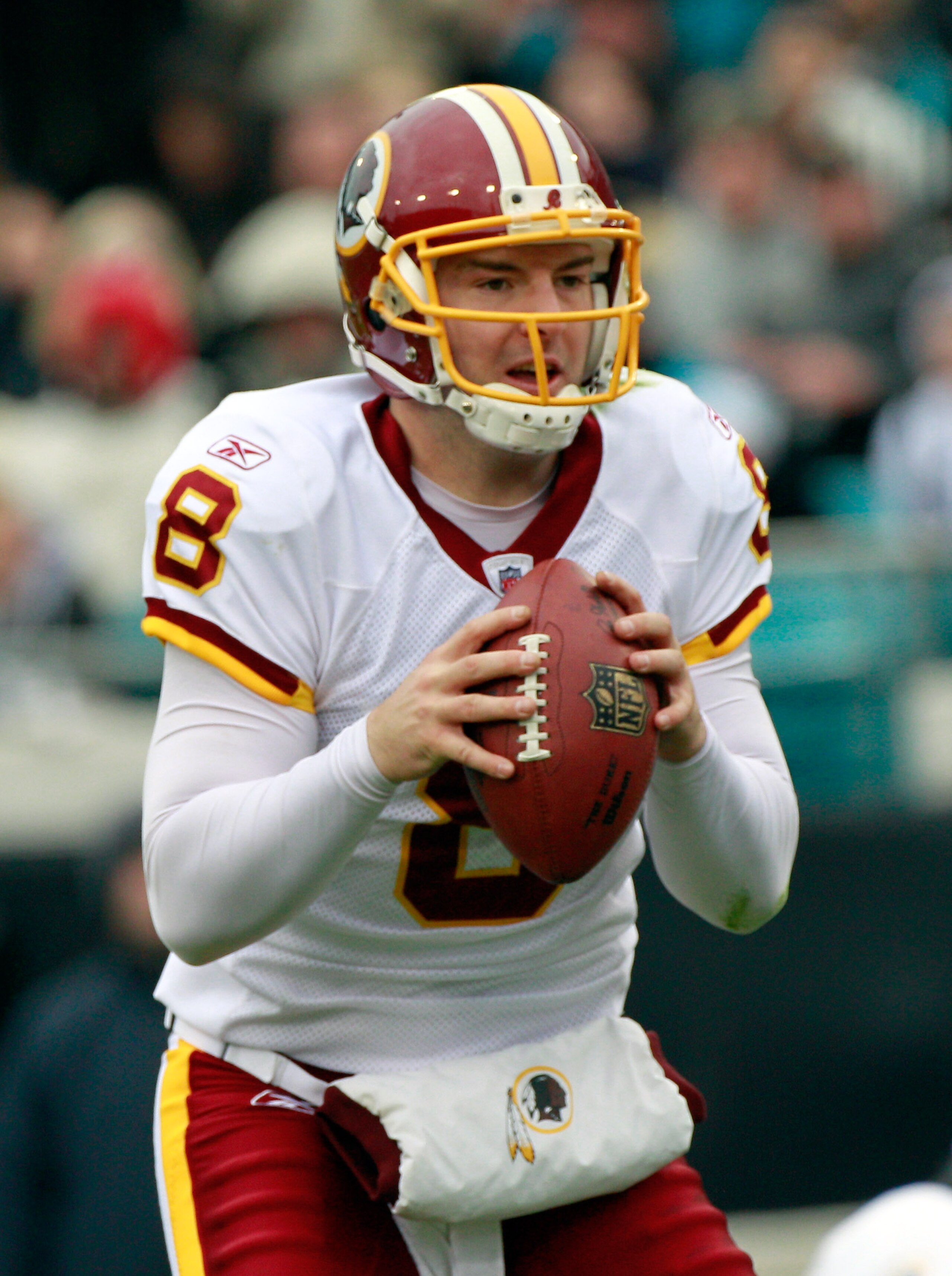 JACKSONVILLE, FL - DECEMBER 26:  Quarterback Rex Grossman #8 of the Washington Redskins attempts a pass during the game against the Jacksonville Jaguars at EverBank Field on December 26, 2010 in Jacksonville, Florida.  (Photo by Sam Greenwood/Getty Images