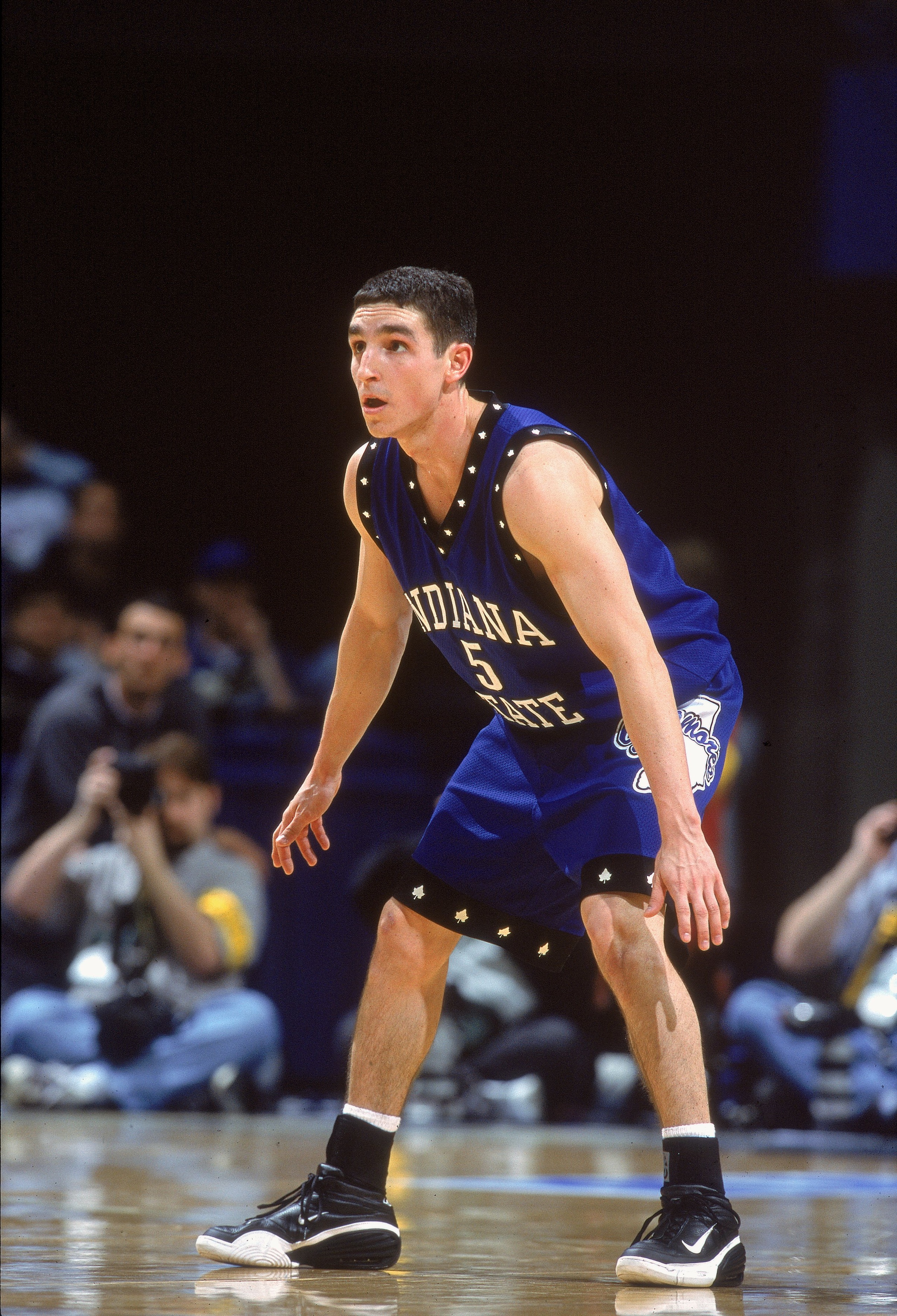 16 Mar 2001: Michael Menser #5 of the Indiana State Sycamores guards on the court during the game against the Oklahoma State Cowboys at The Pyramid Arena in Memphis, Tennessee. The Sycamore defeated the Cowboys 70-68.Mandatory Credit: Tom Hauck /Allspor 16 Mar 2001: Michael Menser #5 of the Indiana State Sycamores guards on the court during the game against the Oklahoma State Cowboys at The Pyramid Arena in Memphis, Tennessee. The Sycamore defeated the Cowboys 70-68.Mandatory Credit: Tom Hauck /Allspor