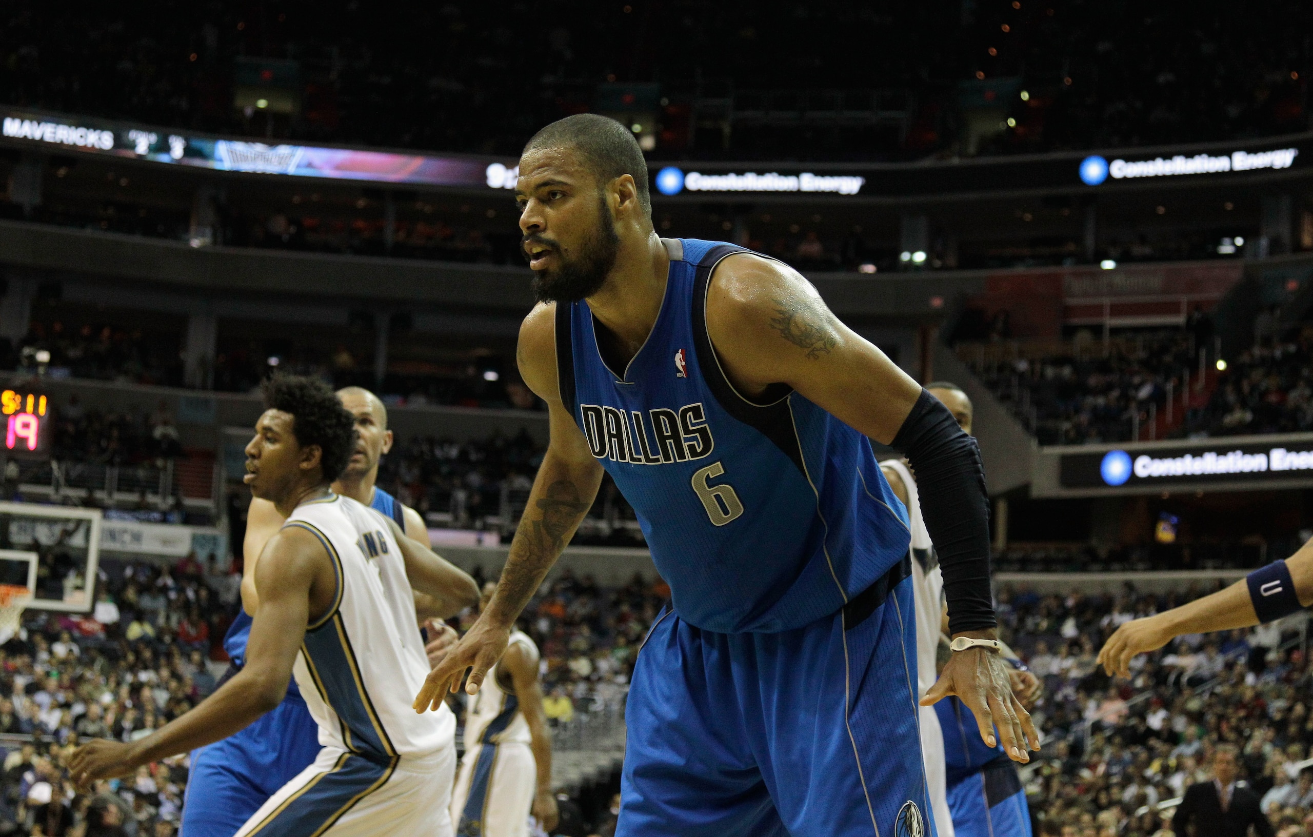 WASHINGTON, DC - FEBRUARY 26: Tyson Chandler #6 of the Dallas Mavericks against the Washington Wizards at the Verizon Center on February 26, 2011 in Washington, DC. NOTE TO USER: User expressly acknowledges and agrees that, by downloading and or using thi