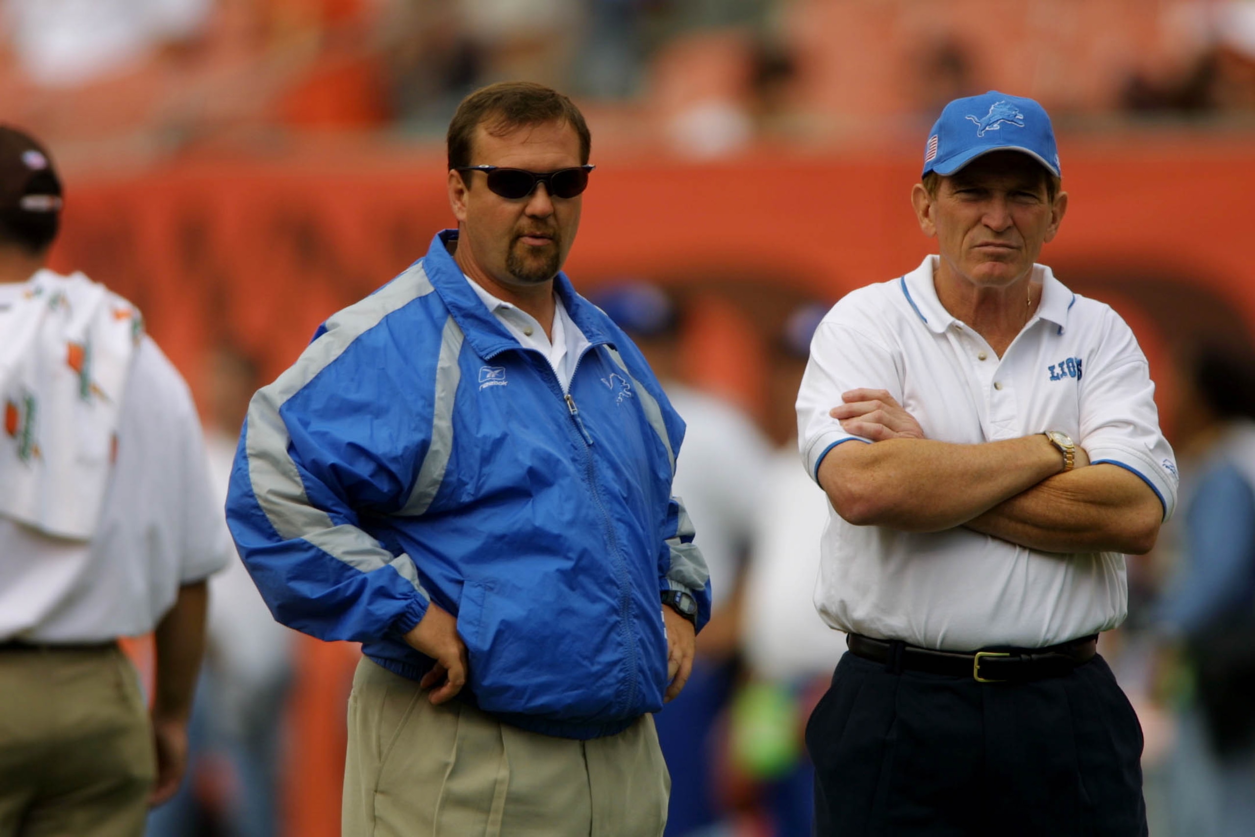 23 Sep 2001:  Head coach Marty Mornhinweg of the Detroit Lions looks on during the game against the Cleveland Browns at Cleveland Browns Stadium in Cleveland, Ohio. The Browns won 24-14. DIGITAL IMAGE. Mandatory Credit: Tom Pidgeon/Allsport
