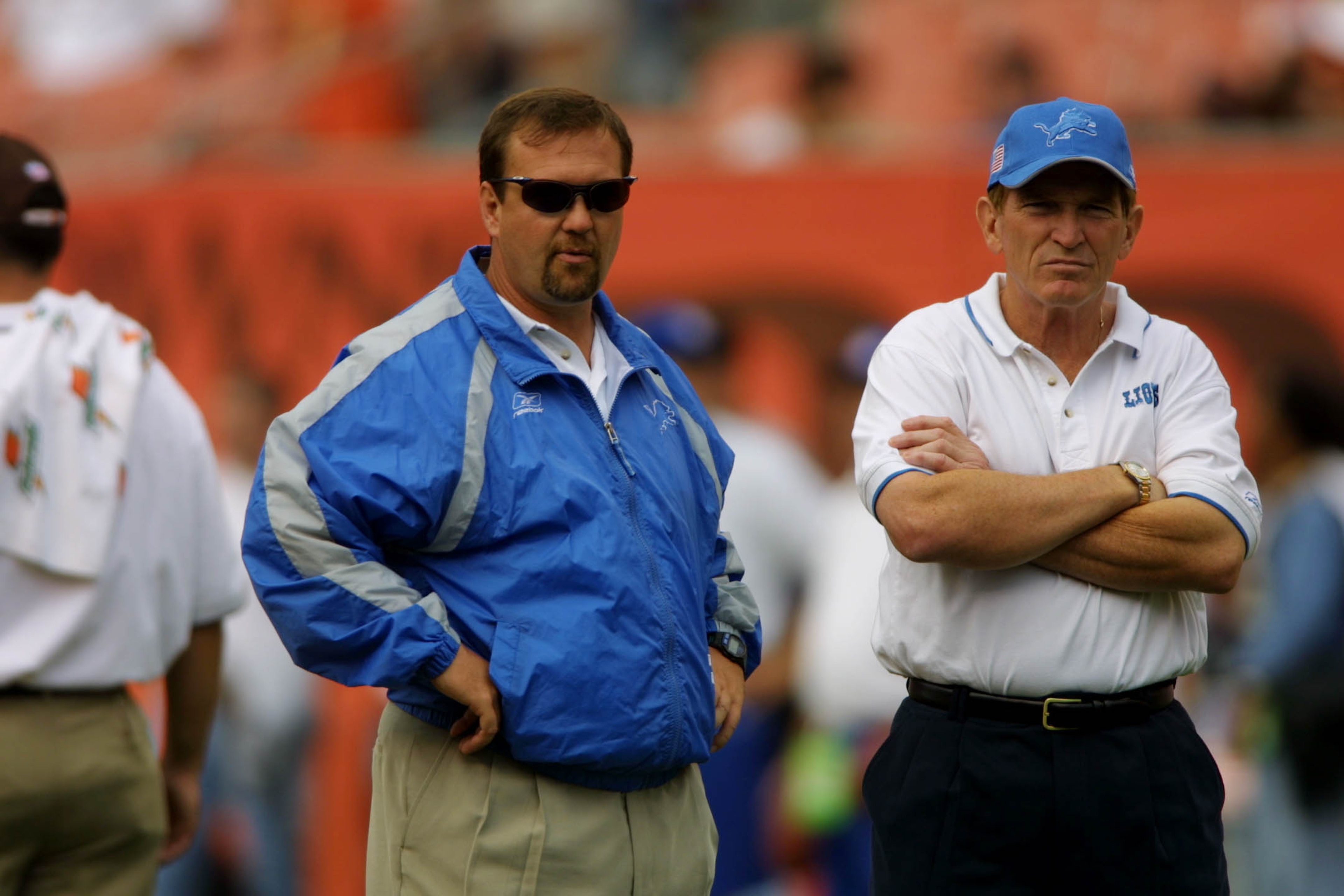 23 Sep 2001:  Head coach Marty Mornhinweg of the Detroit Lions looks on during the game against the Cleveland Browns at Cleveland Browns Stadium in Cleveland, Ohio. The Browns won 24-14. DIGITAL IMAGE. Mandatory Credit: Tom Pidgeon/Allsport