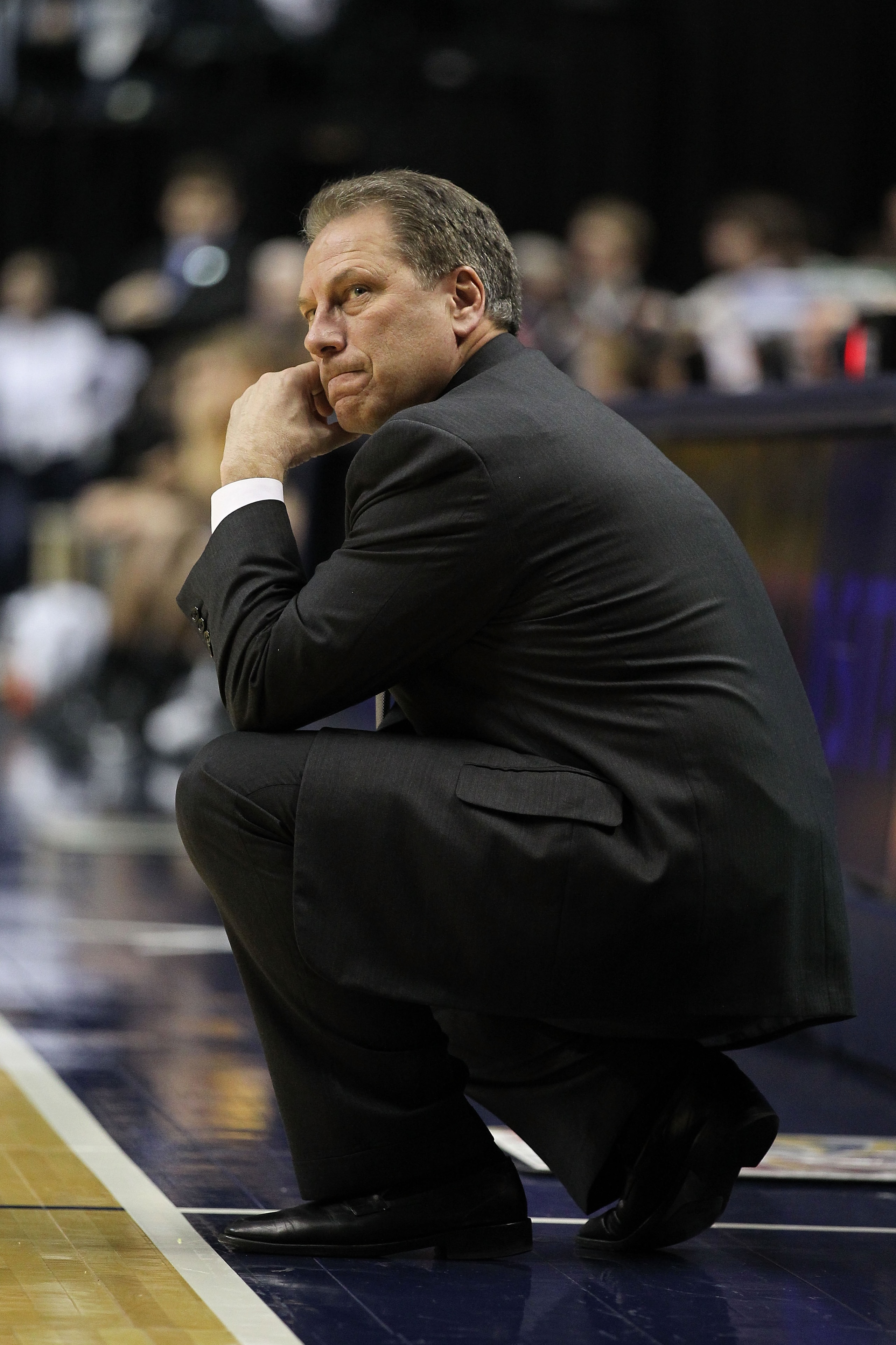 INDIANAPOLIS, IN - MARCH 10:  Head coach Tom Izzo of the Michigan State Spartans looks on against the Iowa Hawkeyes during the first round of the 2011 Big Ten Men's Basketball Tournament at Conseco Fieldhouse on March 10, 2011 in Indianapolis, Indiana.  (