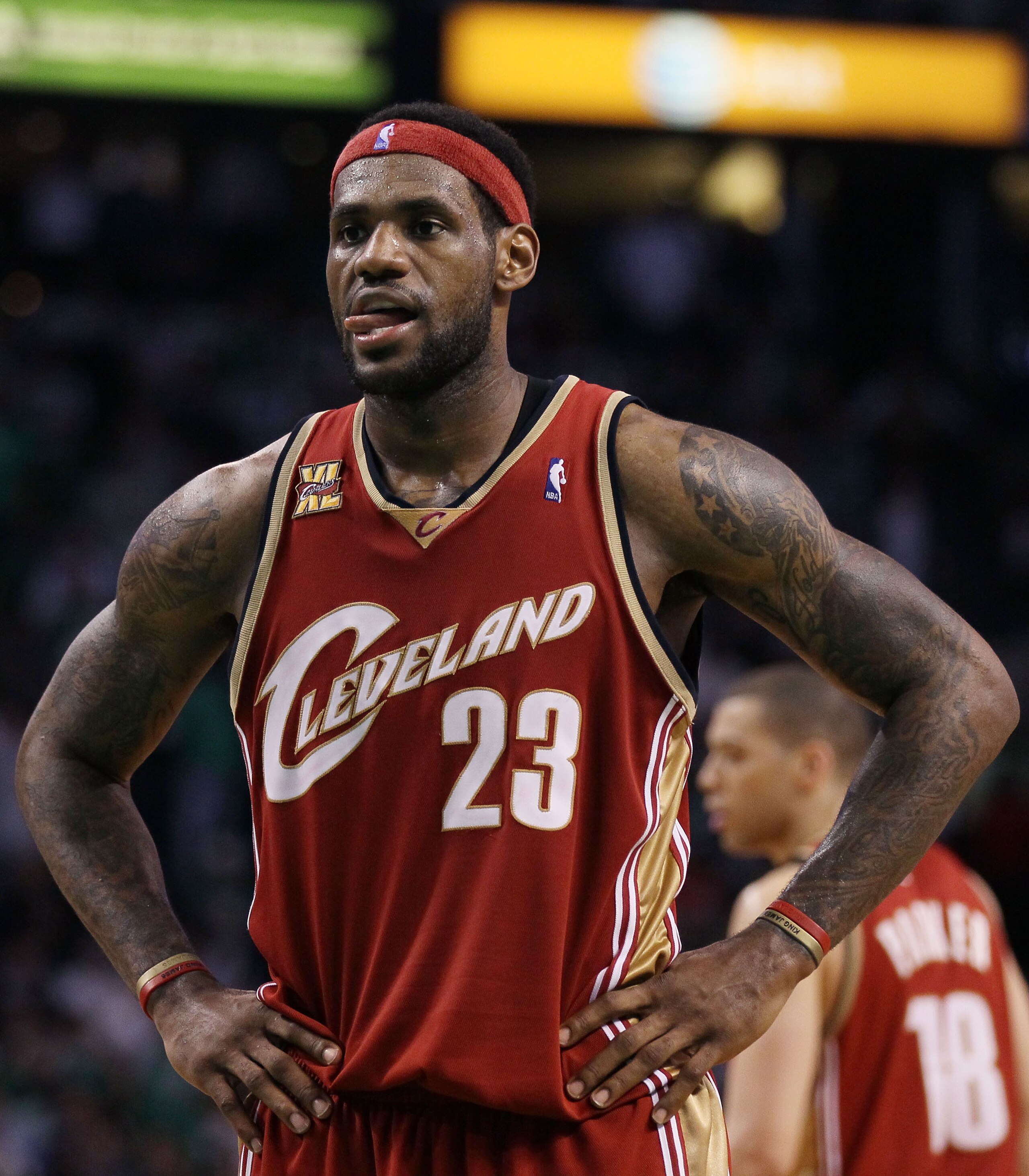 BOSTON - MAY 13: LeBron James #23 of the Cleveland Cavaliers stands by in the fourth quarter against the Boston Celtics during Game Six of the Eastern Conference Semifinals of the 2010 NBA playoffs at TD Garden on May 13, 2010 in Boston, Massachusetts. T BOSTON - MAY 13: LeBron James #23 of the Cleveland Cavaliers stands by in the fourth quarter against the Boston Celtics during Game Six of the Eastern Conference Semifinals of the 2010 NBA playoffs at TD Garden on May 13, 2010 in Boston, Massachusetts. T