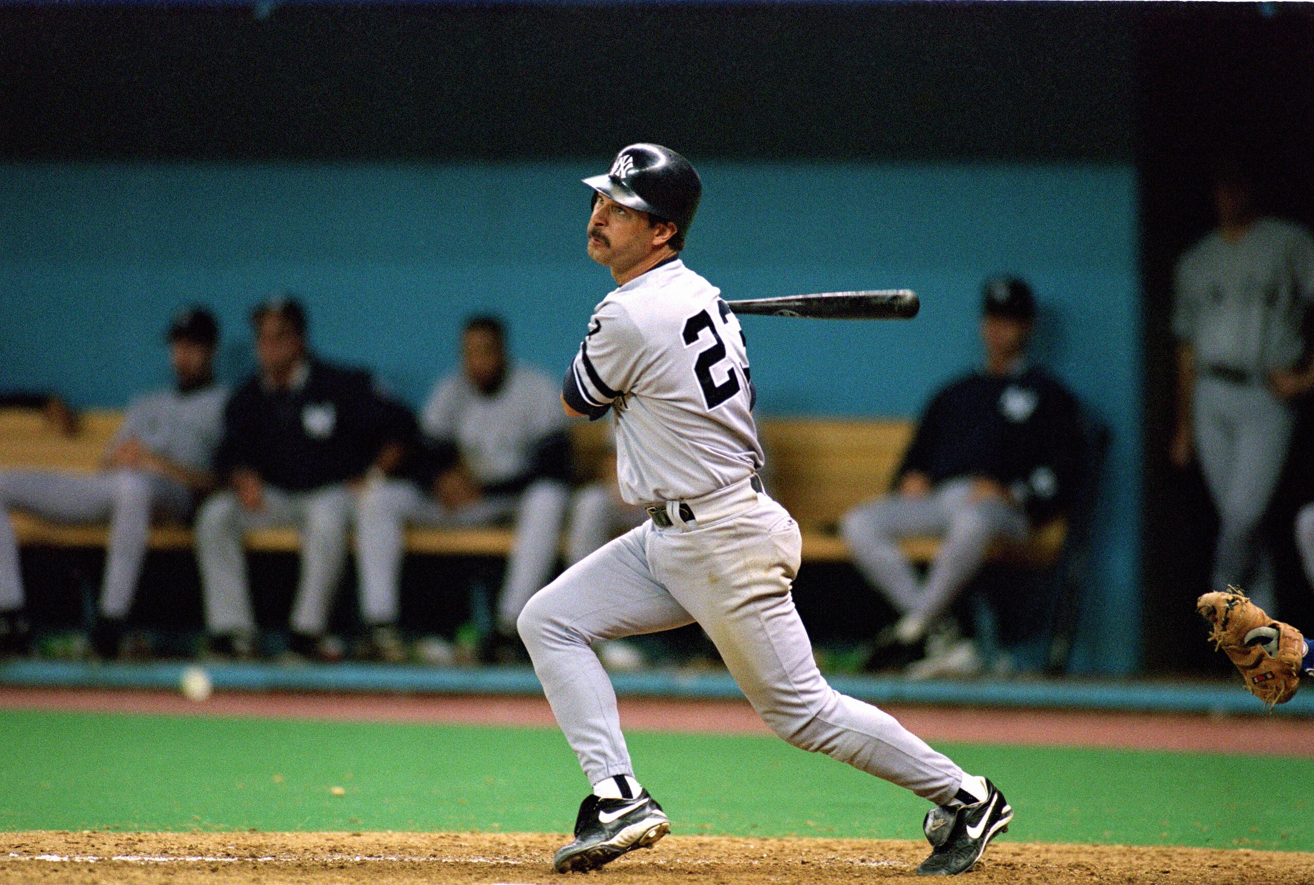 SEATTLE - OCTOBER 8:  Don Mattingly #23 of the New York Yankees hits a pitch during Game five of the 1995 American League Divisional Series against the Seattle Mariners at the Kingdome on October 8, 1995 in Seattle, Washington. The Mariners defeated the Y