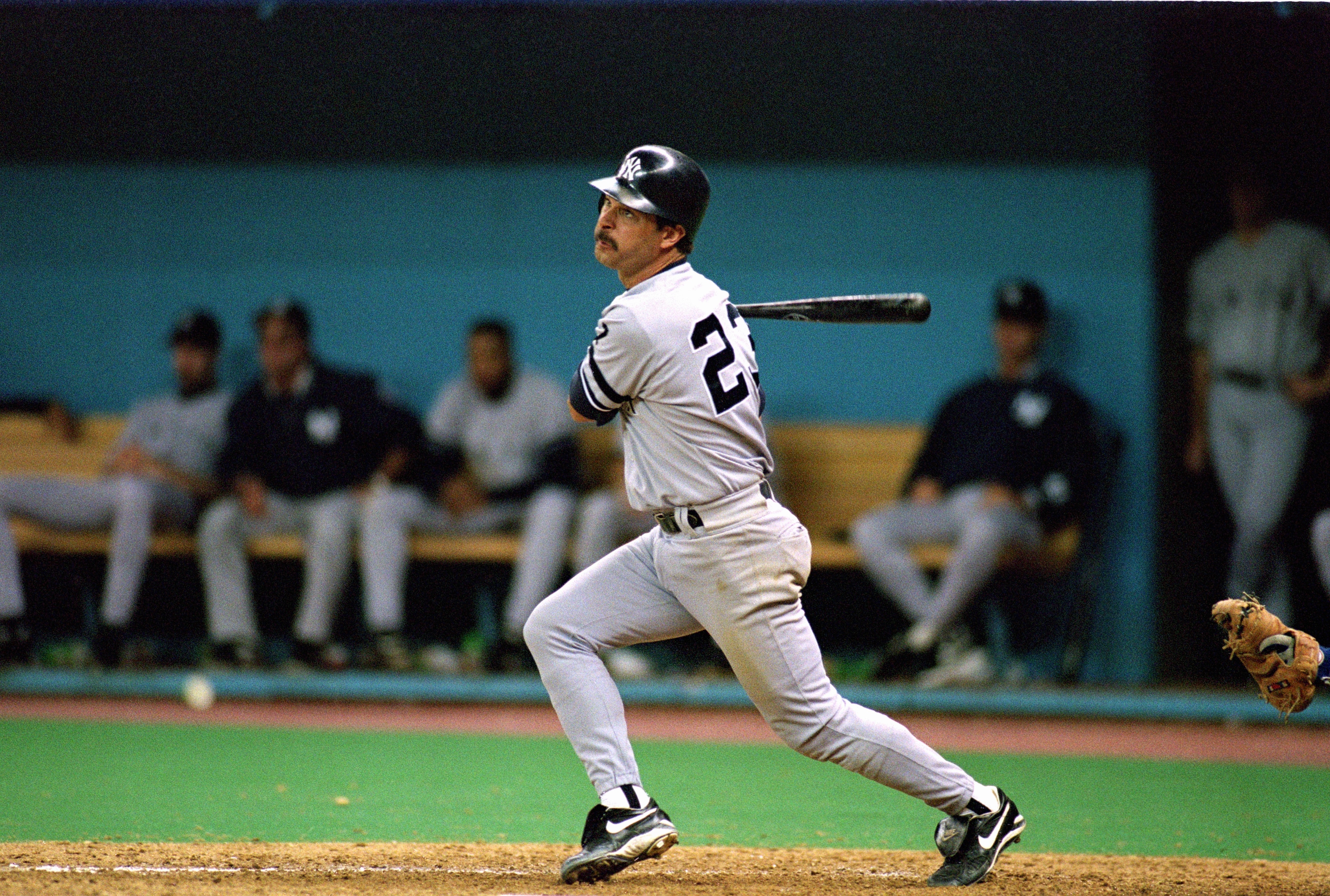 SEATTLE - OCTOBER 8:  Don Mattingly #23 of the New York Yankees hits a pitch during Game five of the 1995 American League Divisional Series against the Seattle Mariners at the Kingdome on October 8, 1995 in Seattle, Washington. The Mariners defeated the Y