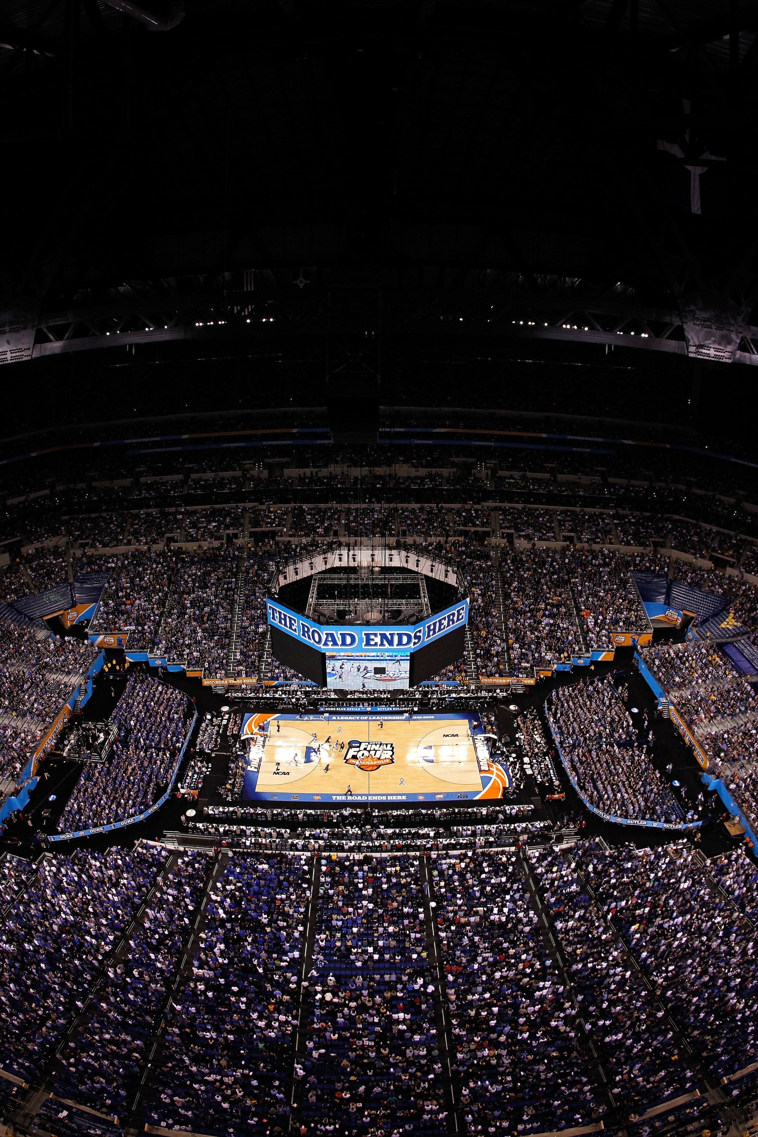 INDIANAPOLIS - APRIL 05:  A general view of the Butler Bulldogs playing against the Duke Blue Devils during the 2010 NCAA Division I Men's Basketball National Championship game at Lucas Oil Stadium on April 5, 2010 in Indianapolis, Indiana.  (Photo by Kev
