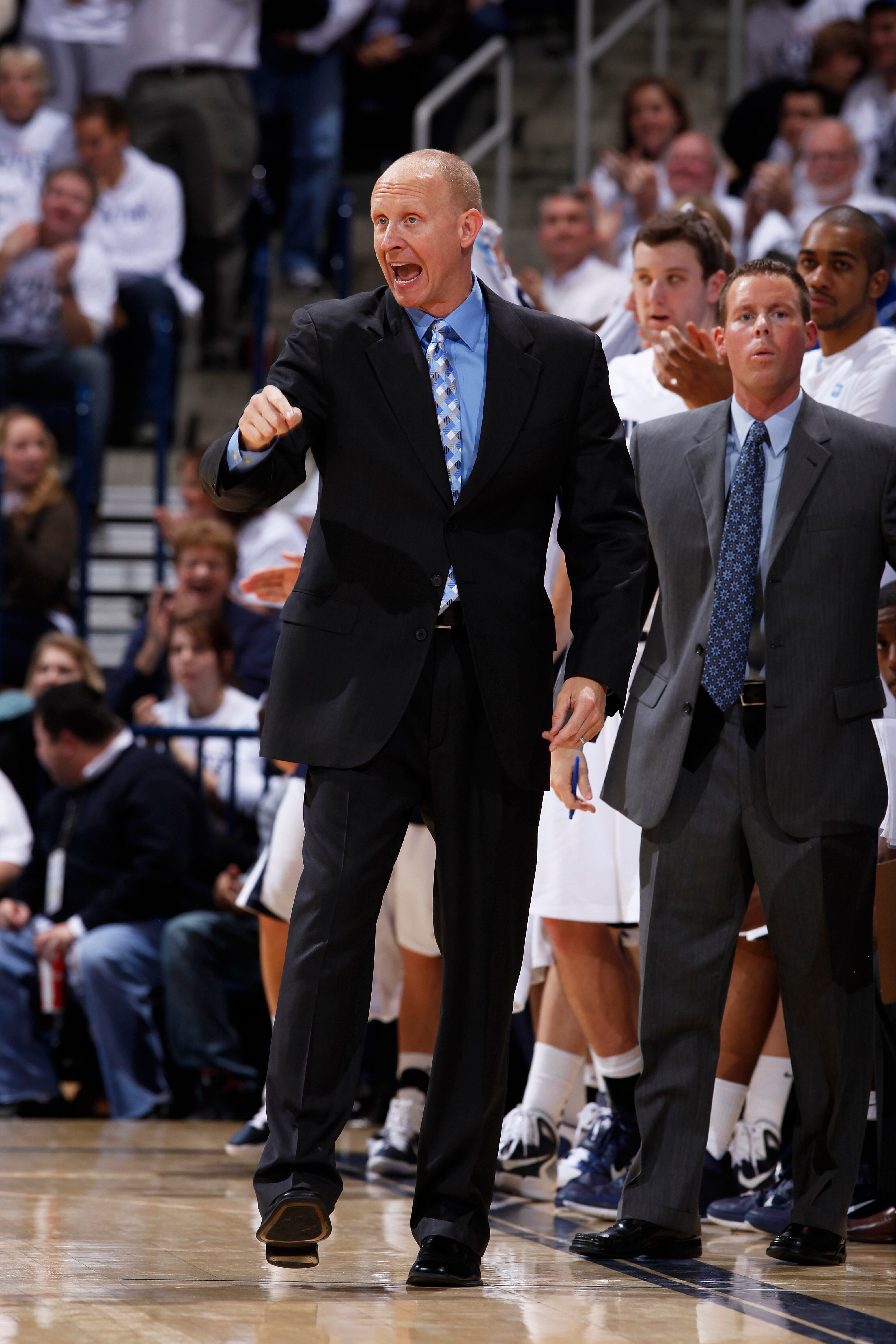 CINCINNATI, OH - DECEMBER 9: Xavier Musketeers head coach Chris Mack looks on against the Butler Bulldogs at Cintas Center on December 9, 2010 in Cincinnati, Ohio. Xavier defeated Butler 51-49. (Photo by Joe Robbins/Getty Images)