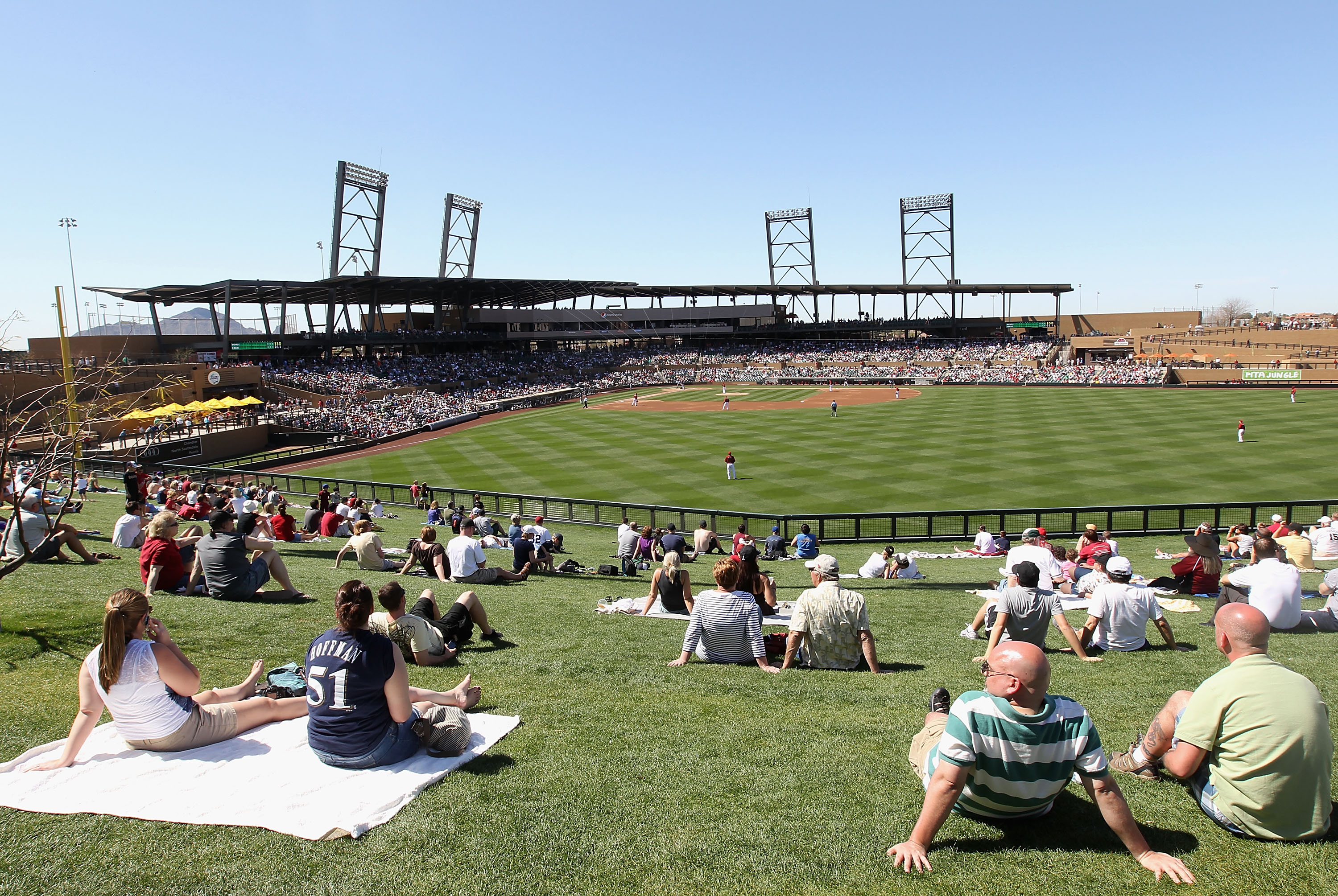 SCOTTSDALE, AZ - MARCH 09:  Fans watch the spring training game between the Milwaukee Brewers and the Arizona Diamondbacks at Salt River Fields at Talking Stick on March 9, 2011 in Scottsdale, Arizona.  (Photo by Christian Petersen/Getty Images)