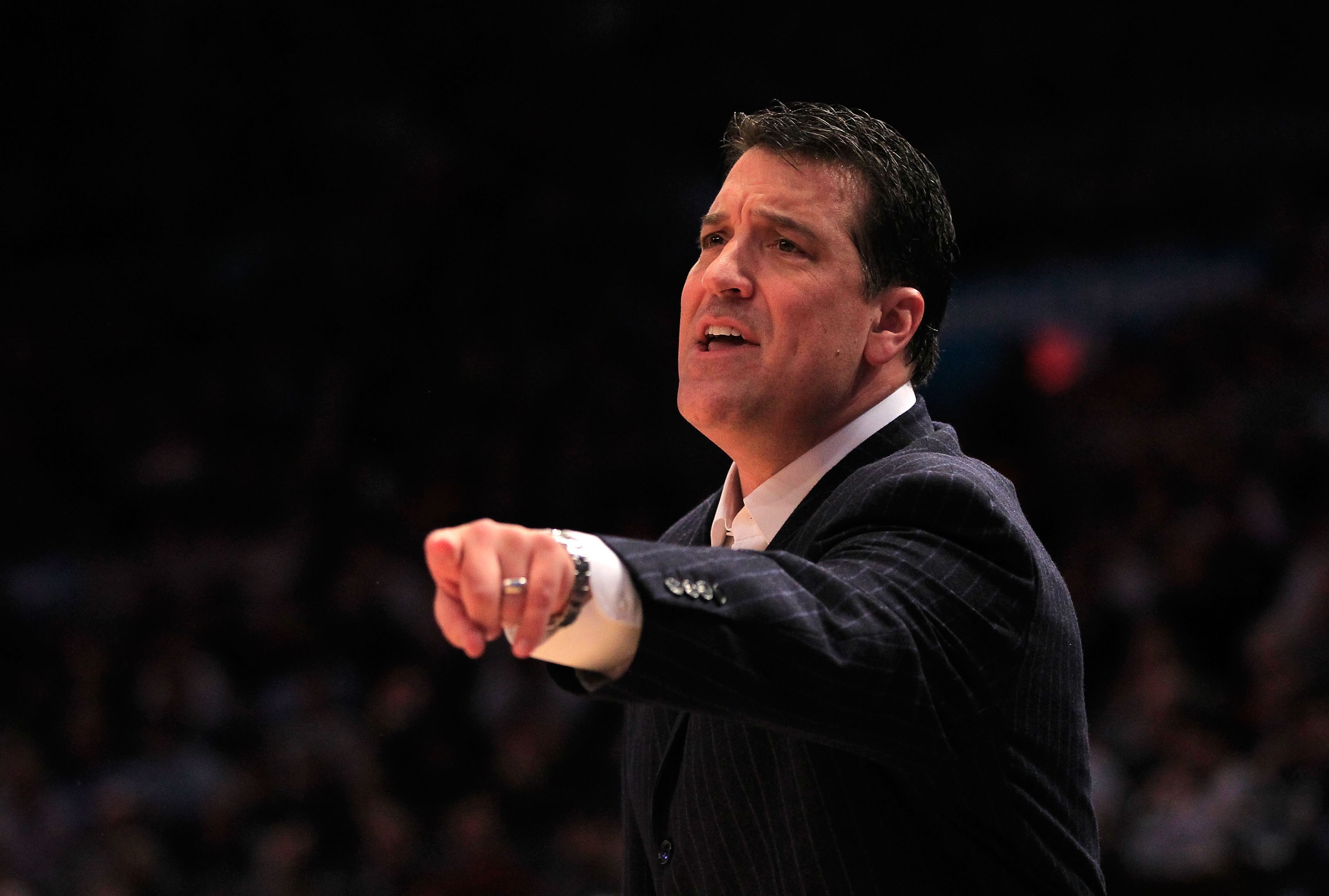 NEW YORK, NY - MARCH 10: Head coach Steve Lavin of the St. John's Red Storm gestures from the bench during the first half against the Syracuse Orange during the quarterfinals of the 2011 Big East Men's Basketball Tournament presented by American Eagle Out