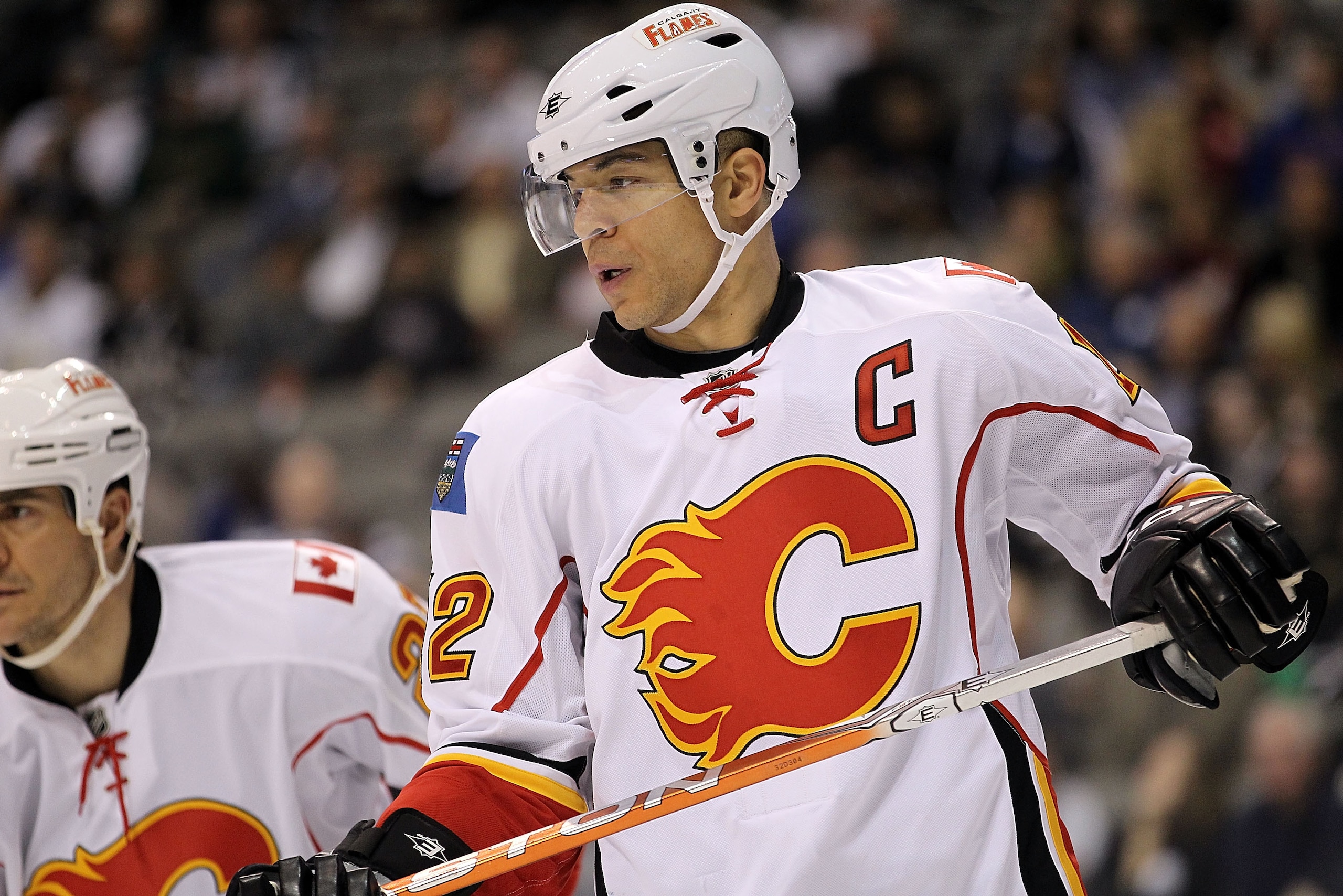 DALLAS, TX - MARCH 09:  Jarome Iginla #12 of the Calgary Flames at American Airlines Center on March 9, 2011 in Dallas, Texas.  (Photo by Ronald Martinez/Getty Images)