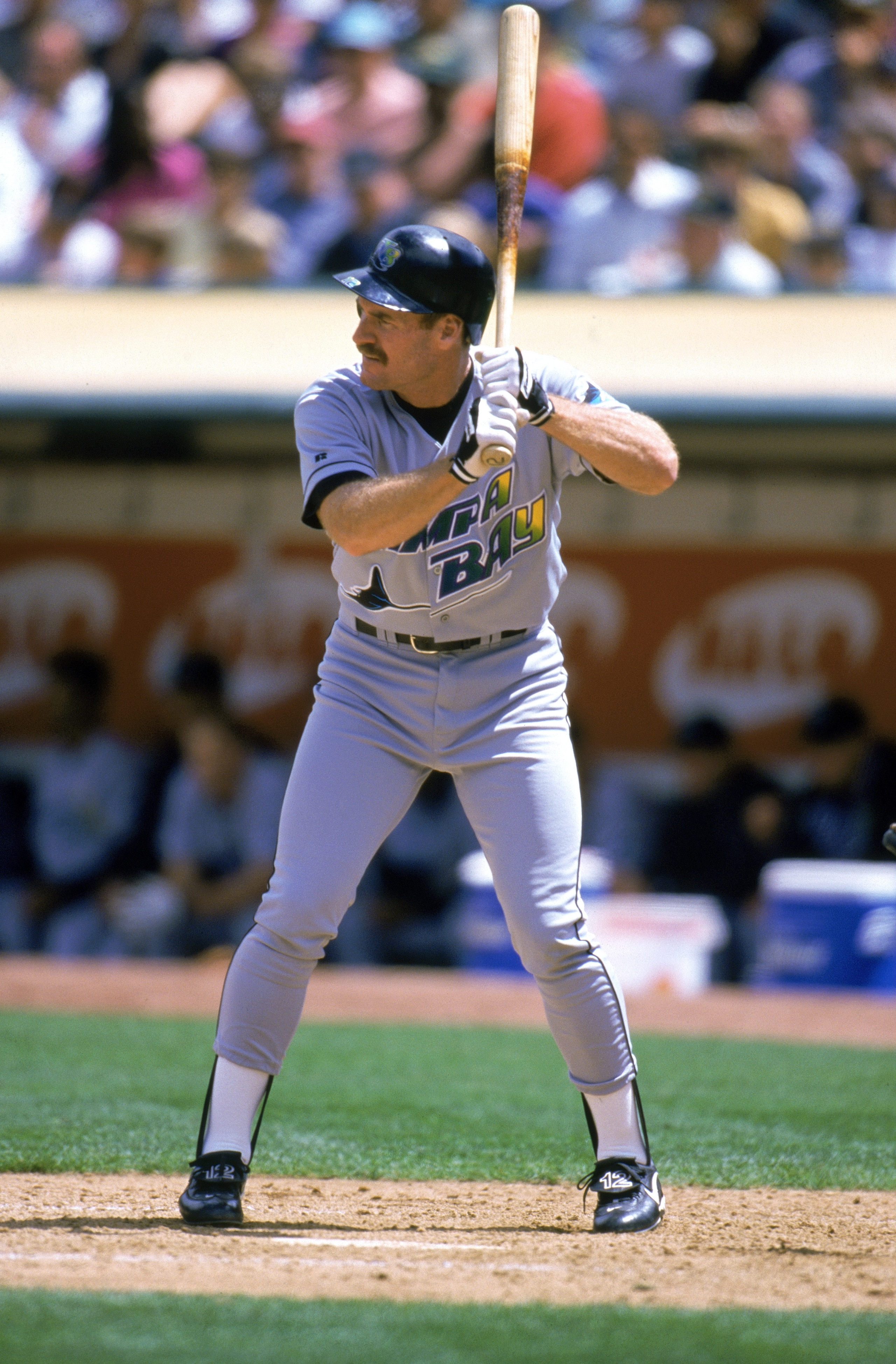 OAKLAND, CA - JULY 31:  Wade Boggs #26 of the Tampa Bay Devil Ray stands ready at the plate during a game against the Oakland Athletics at the Alameda County Coliseum on July 31,1999 in Oakland, California.  (Photo by Jed Jacobsohn/Getty Images)